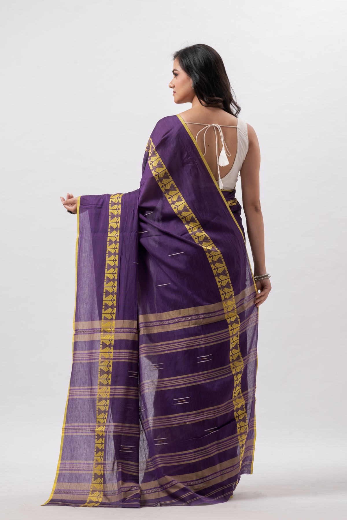 Purple Pure Cotton Handwoven Saree