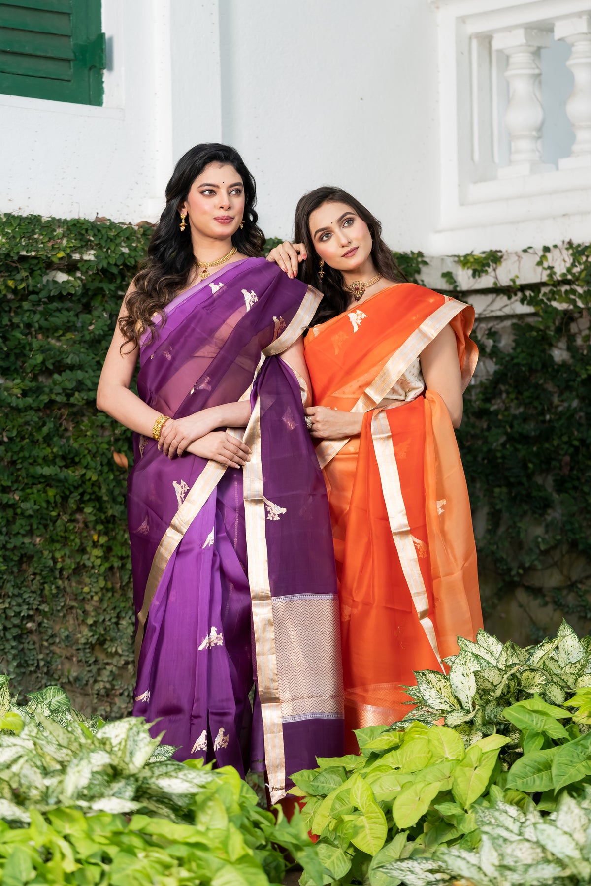 Pakhna Pure Kora Organza Banarasi Saree Purple