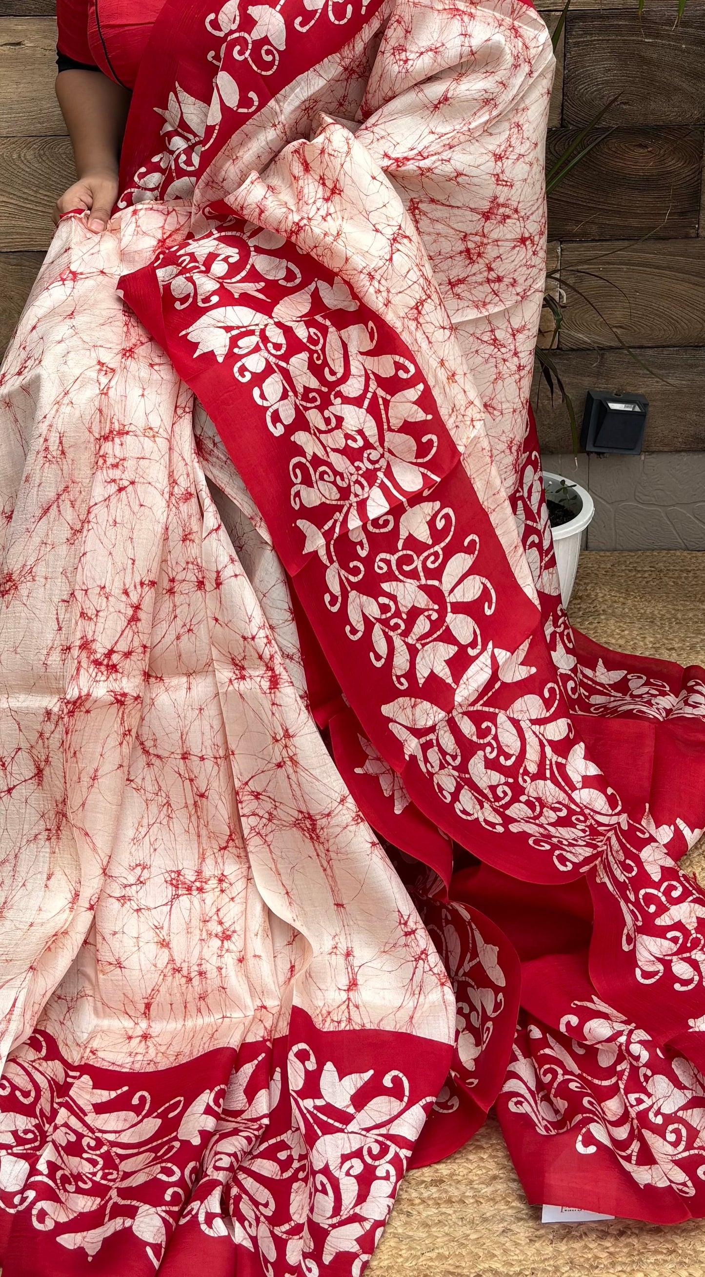 Sada Lal Pure Silk Batik Print Saree