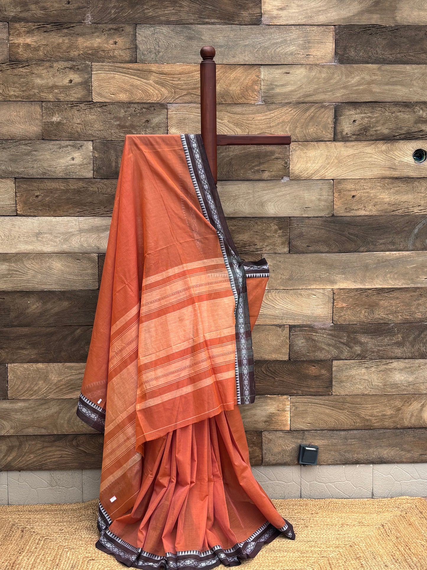 Rust - Dhonekhali Pure Cotton Saree