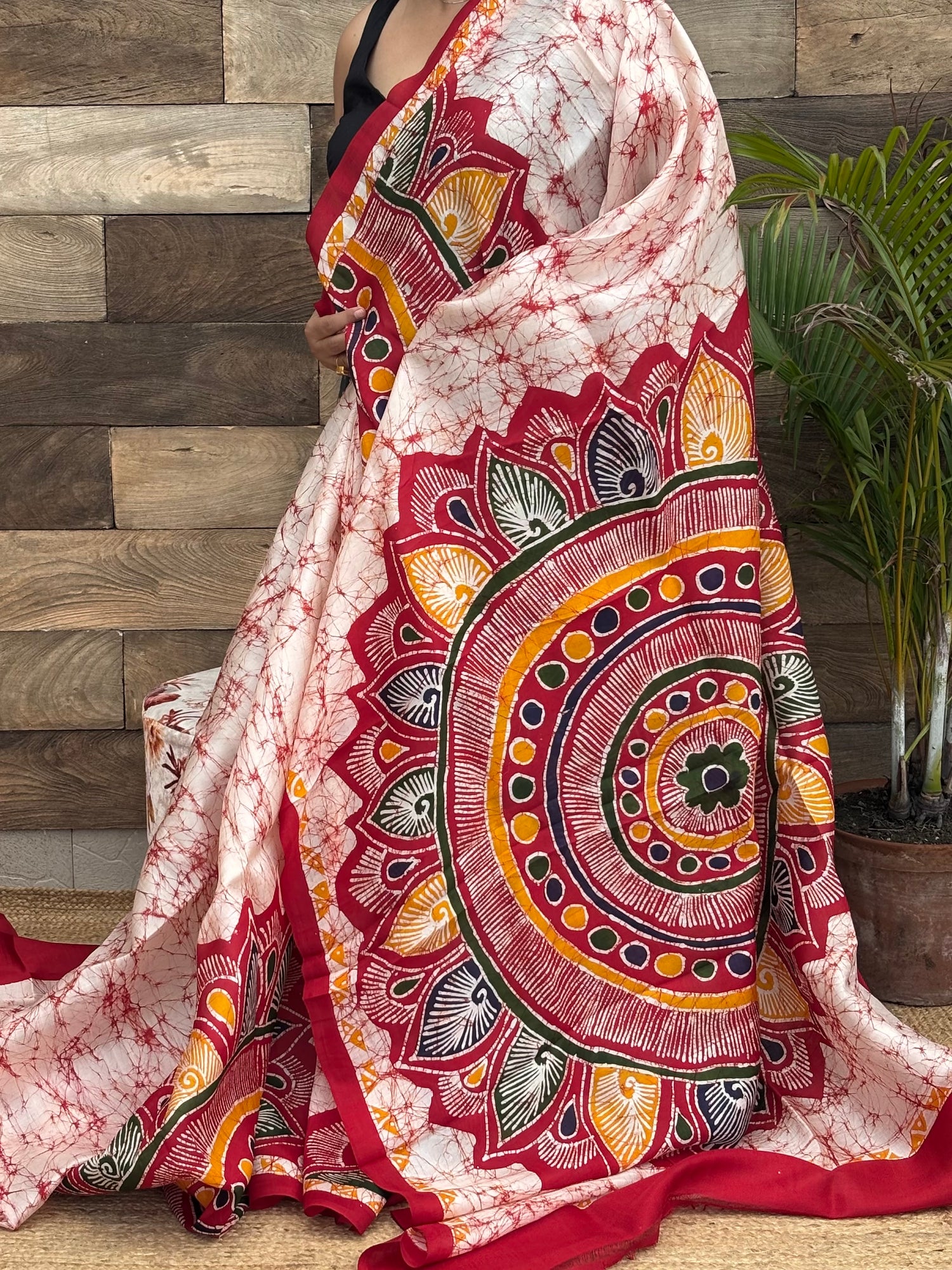Pure silk Batik Print Saree