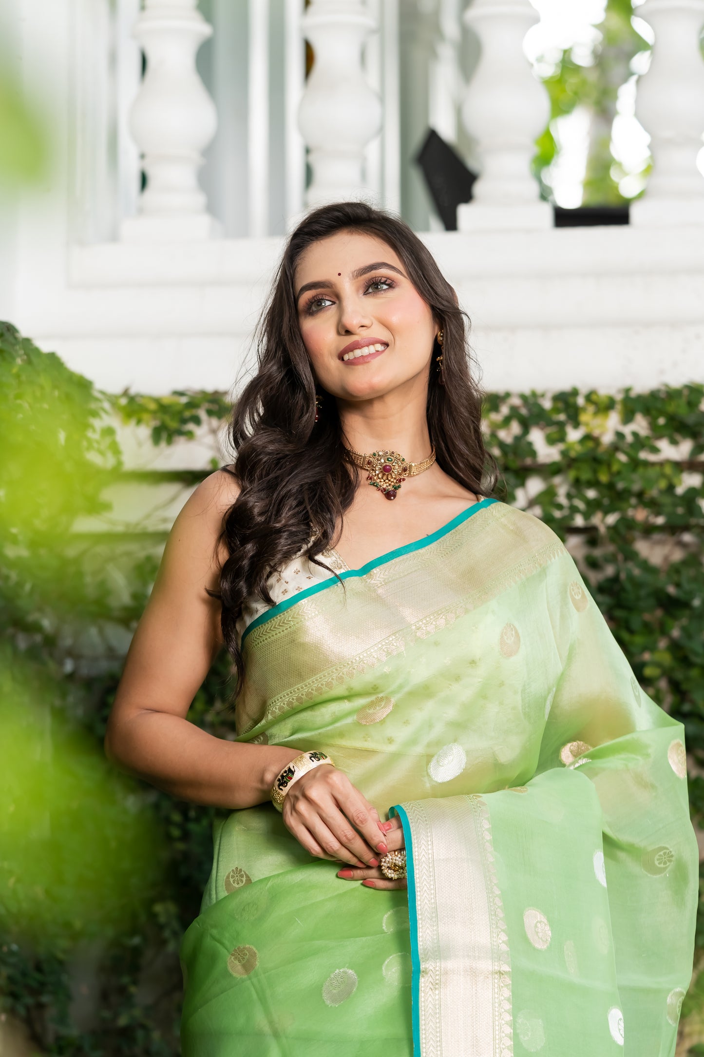 Pakhna fancy kora organza Banarasi saree