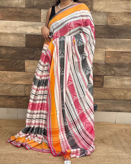 Pure Cotton Dhonekhali Mach Design Saree