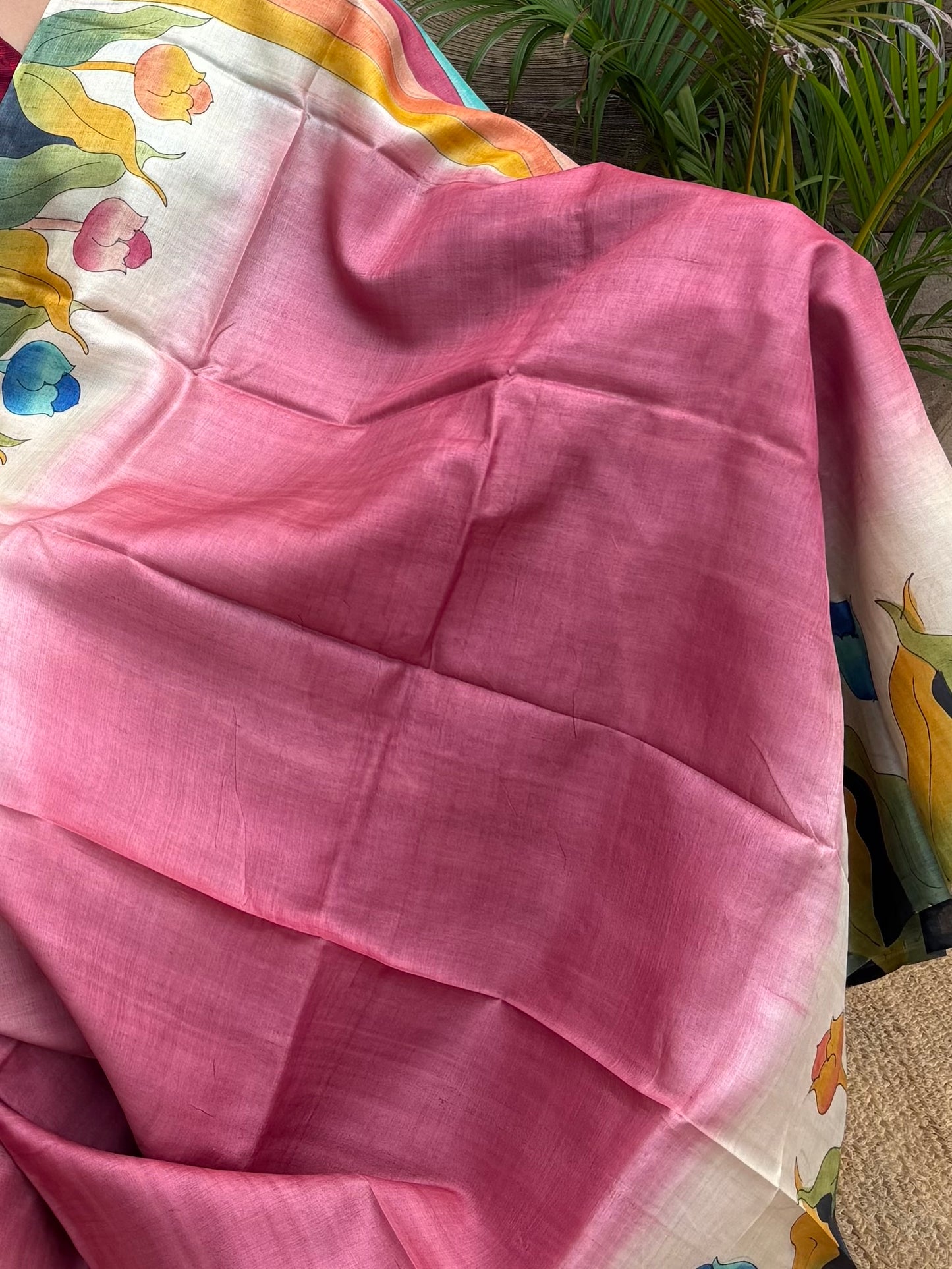 Pure tussar Silk Hand painted Saree