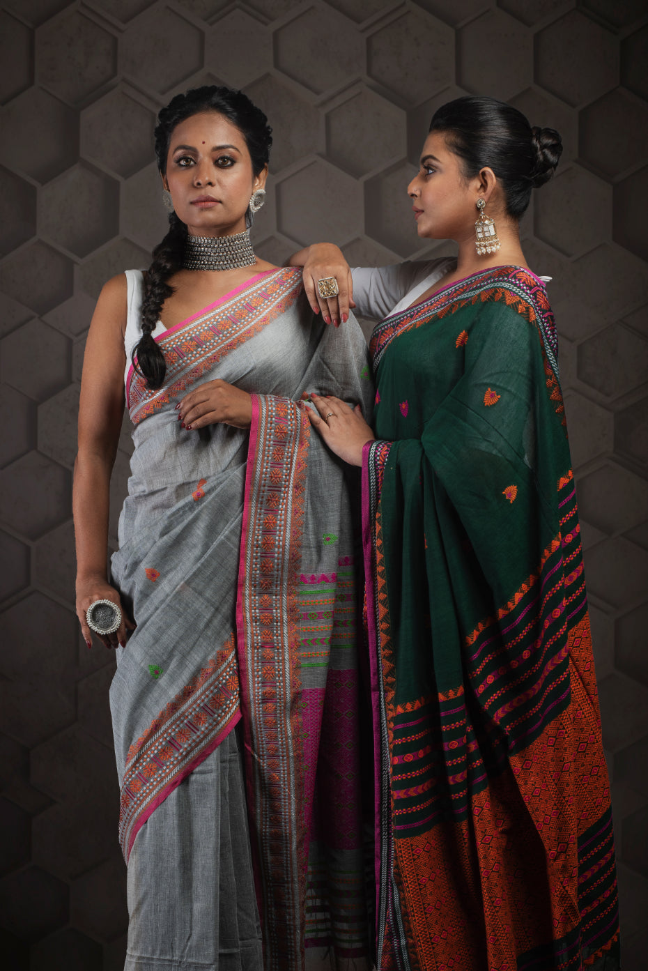 rama green khadi pure cotton saree breathable handloom