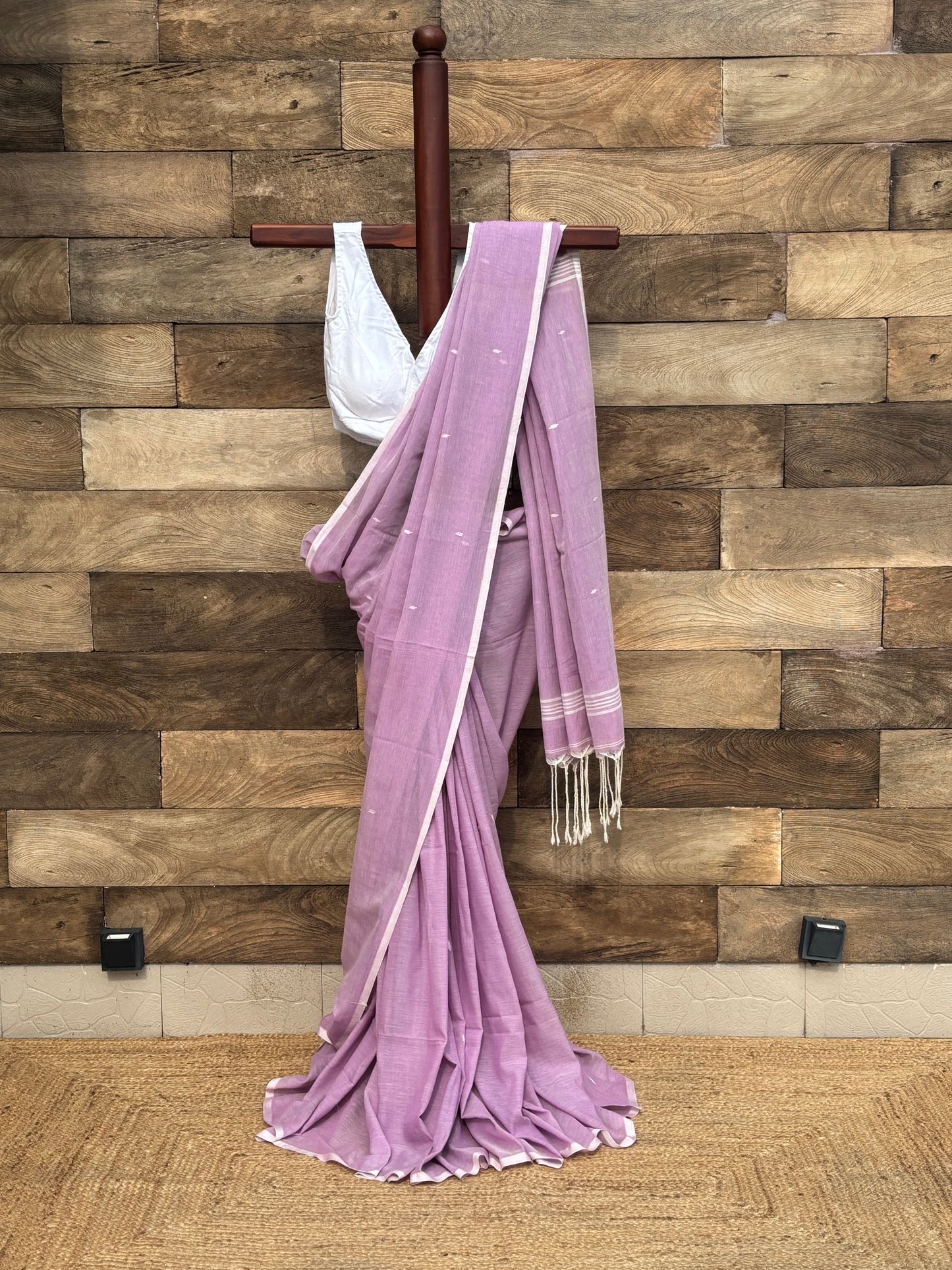 Mauve Pure Cotton handwoven Soft jamdani Saree