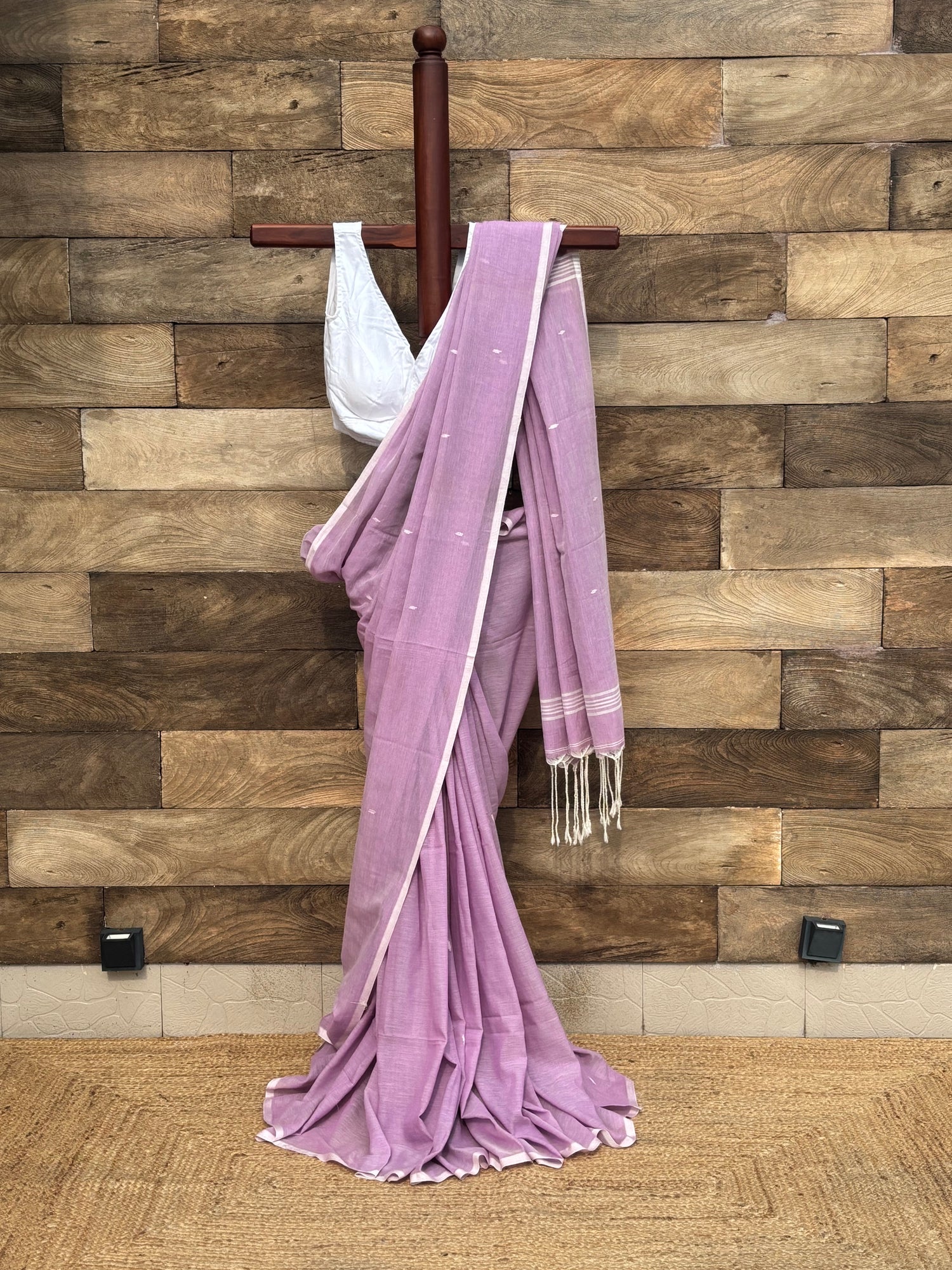 Mauve Soft Cotton Jamdani Saree