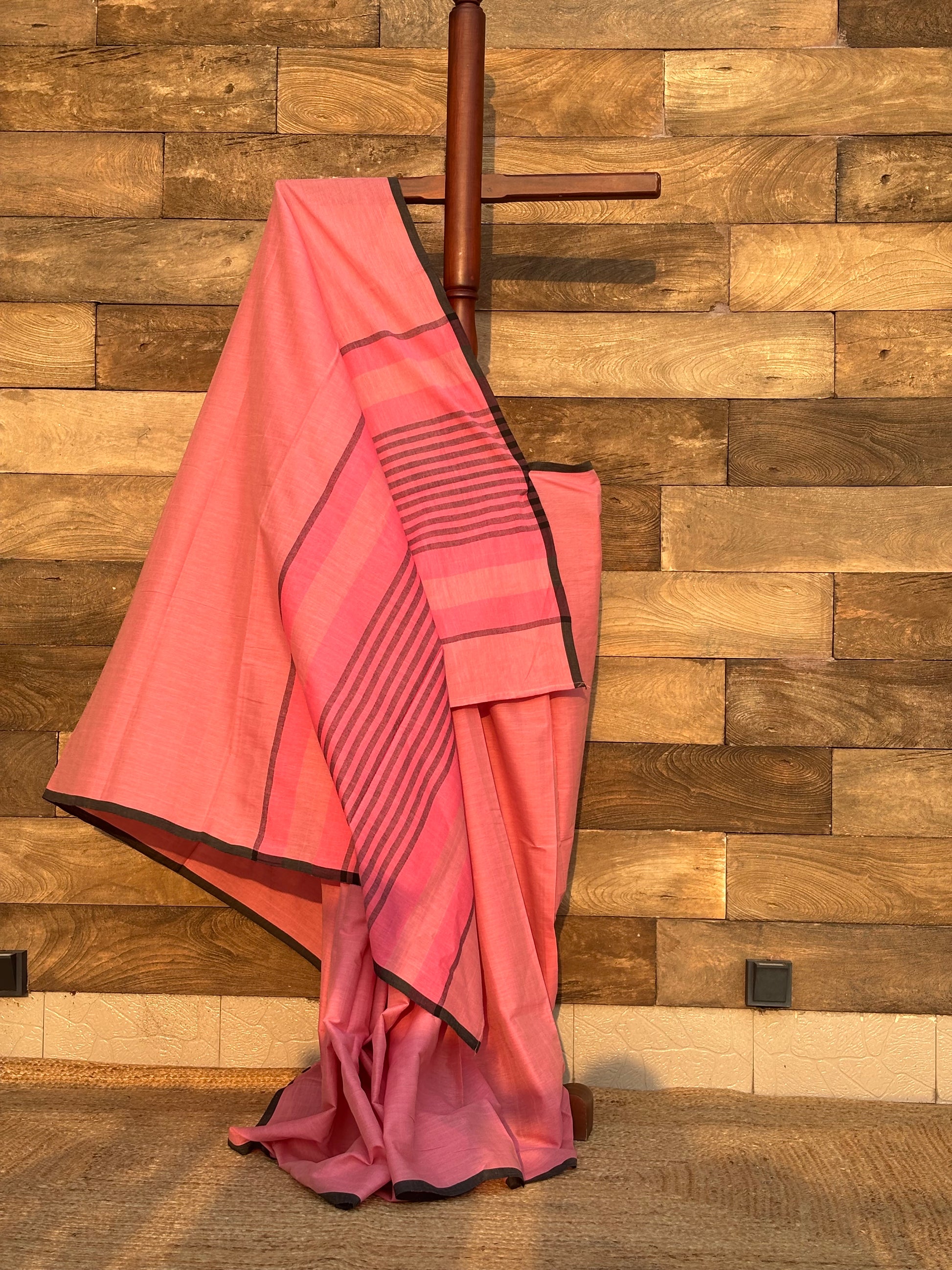 baby pink pure handwoven cotton saree