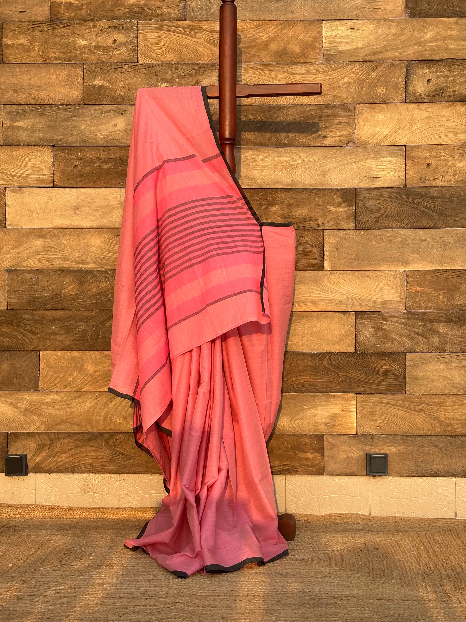 baby pink pure handwoven cotton saree