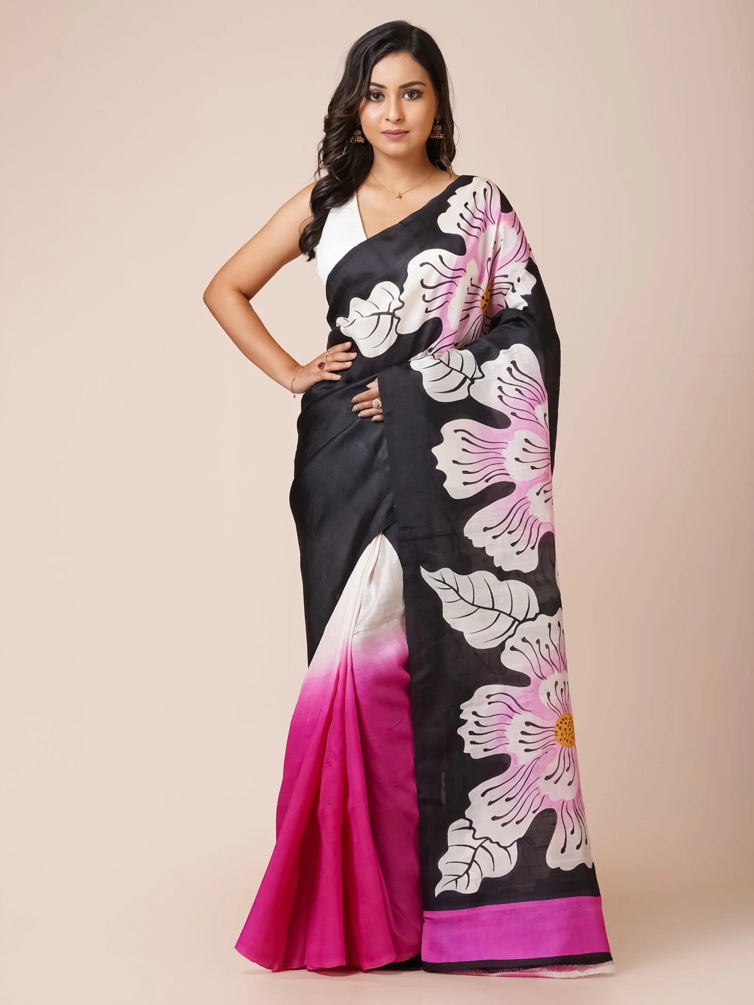 black pure murshidabad silk saree