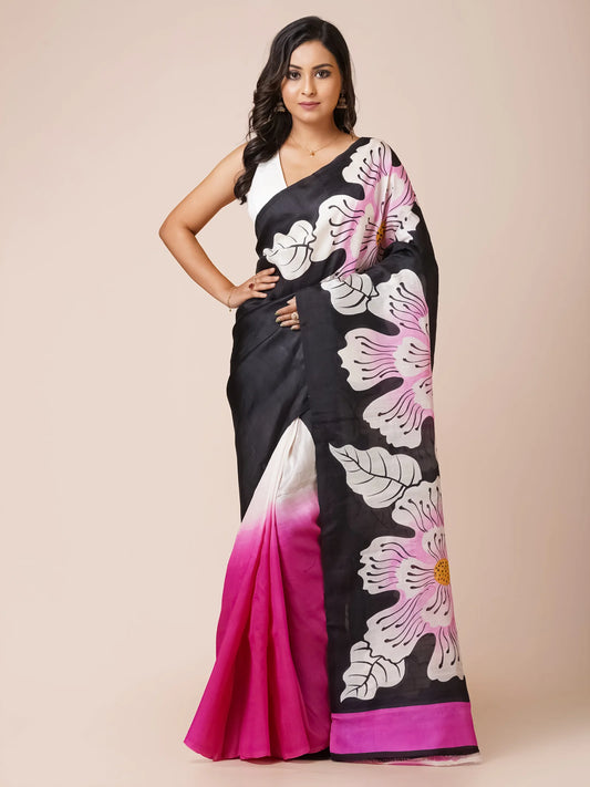 black pure murshidabad silk saree