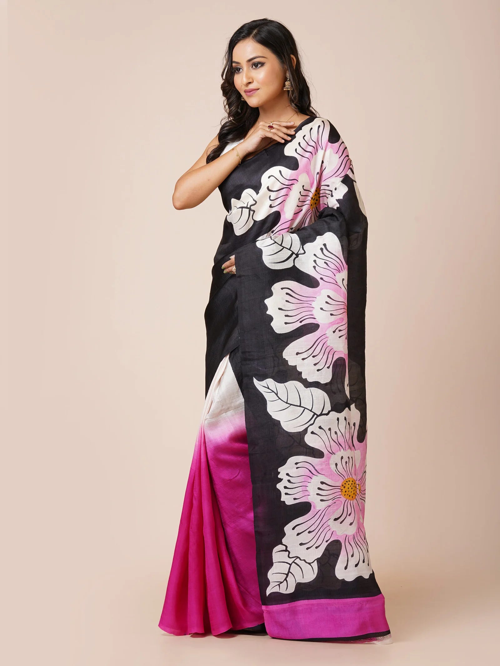 black pure murshidabad silk saree