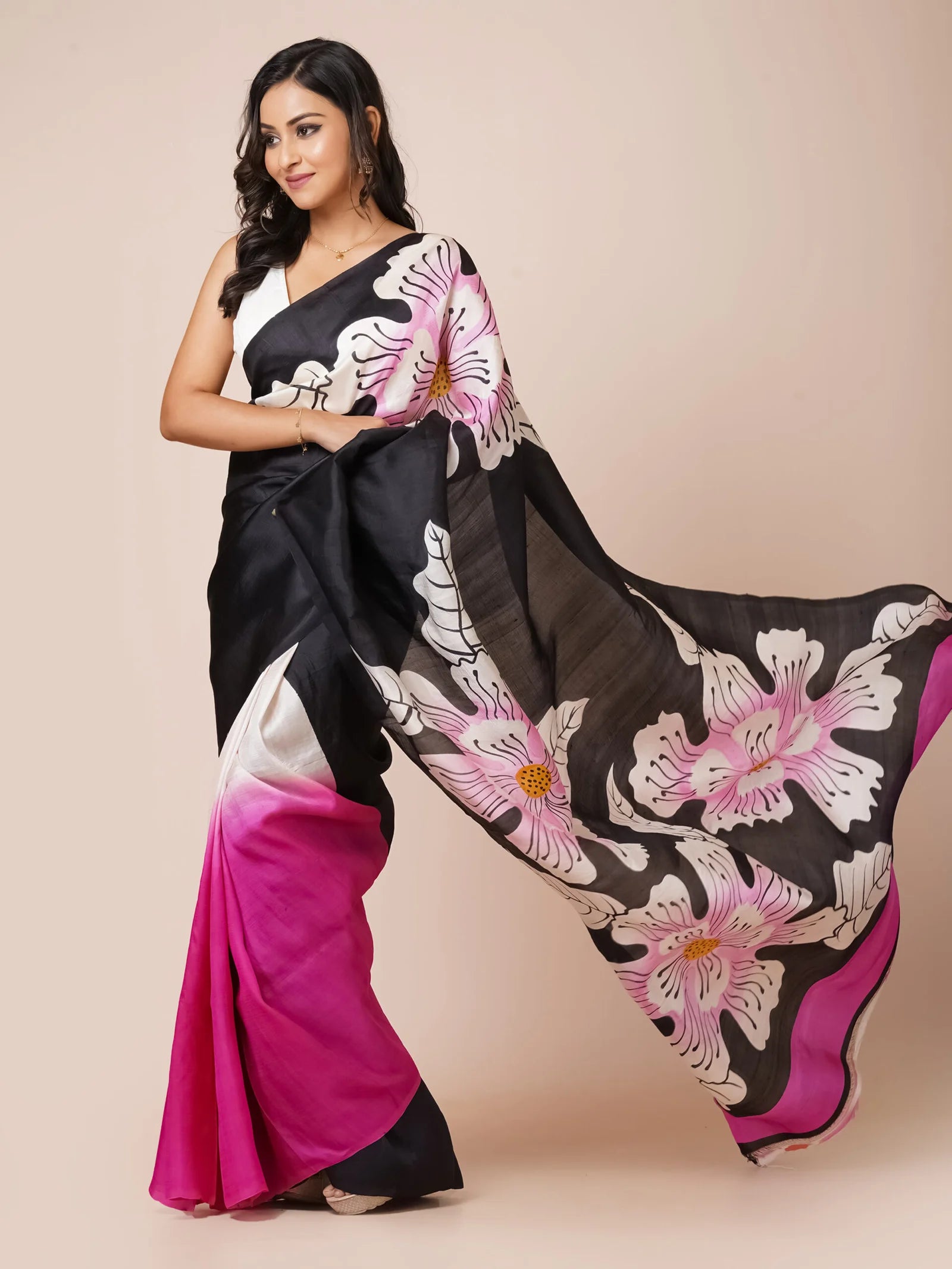 black pure murshidabad silk saree