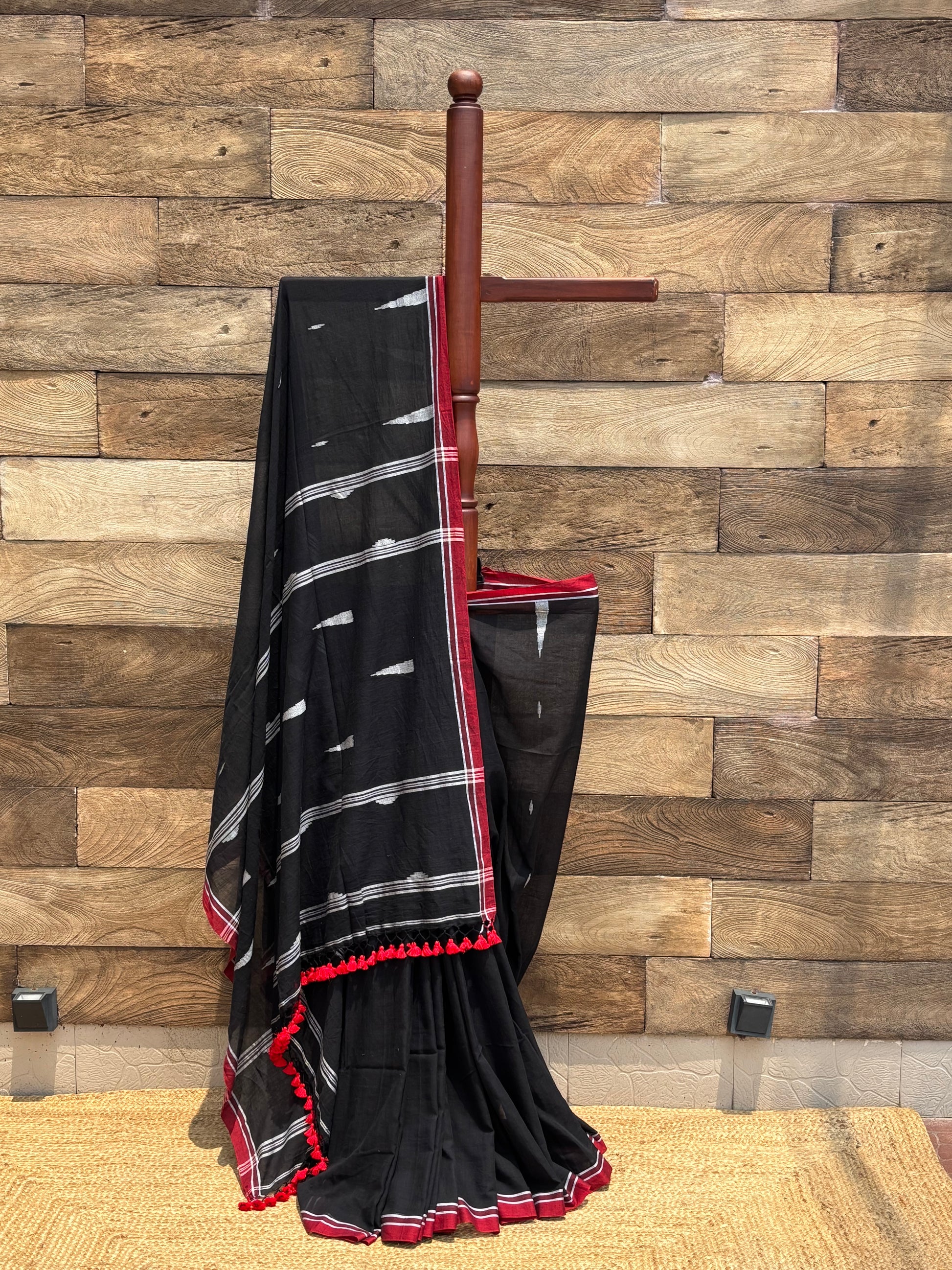 black soft jamdani cotton saree