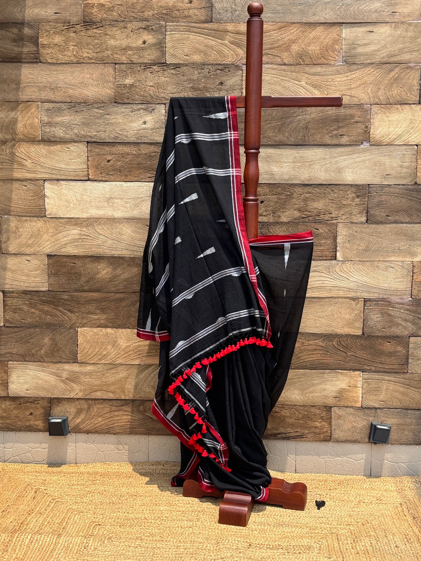 black soft jamdani cotton saree