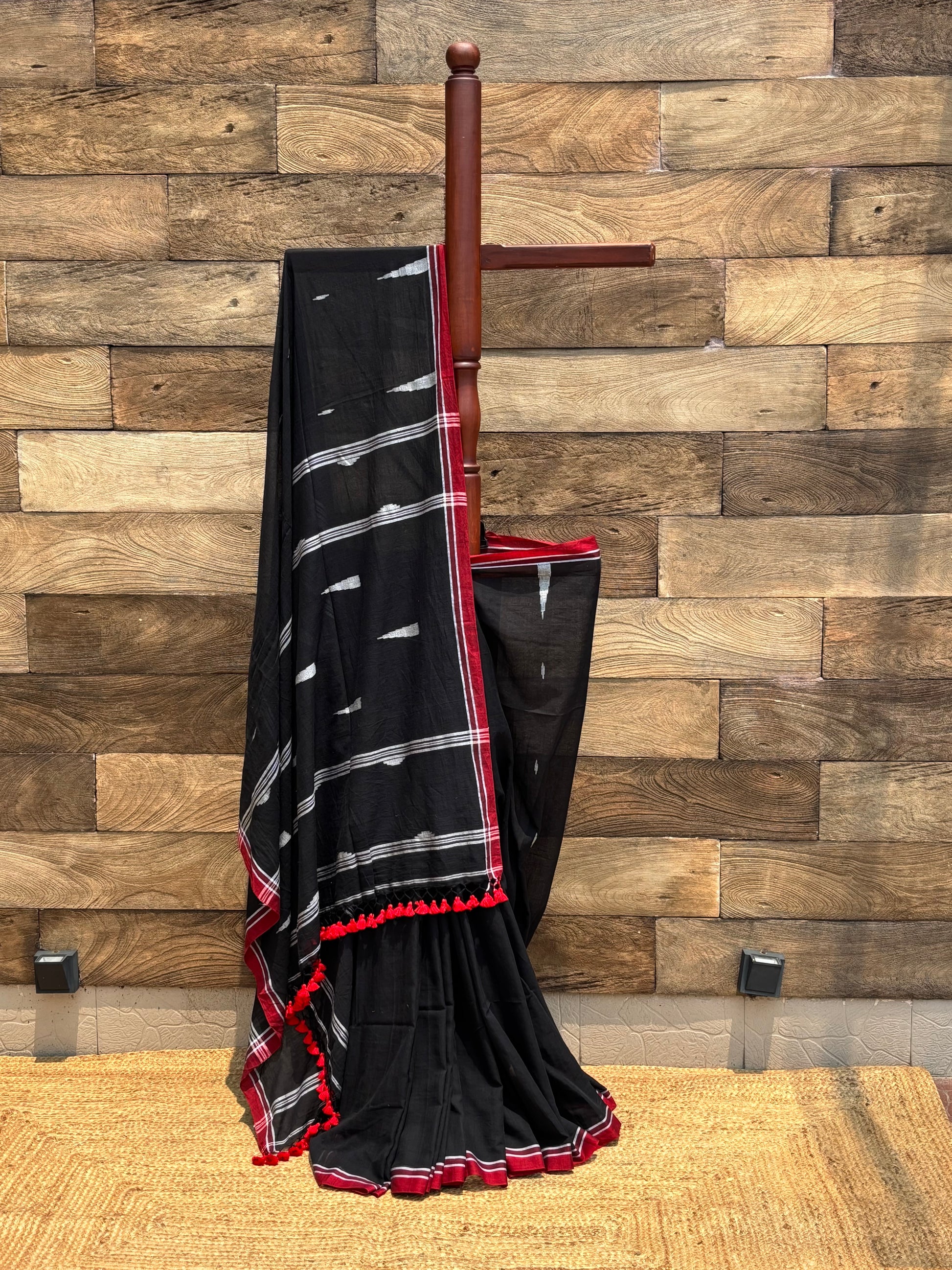 black soft jamdani cotton saree