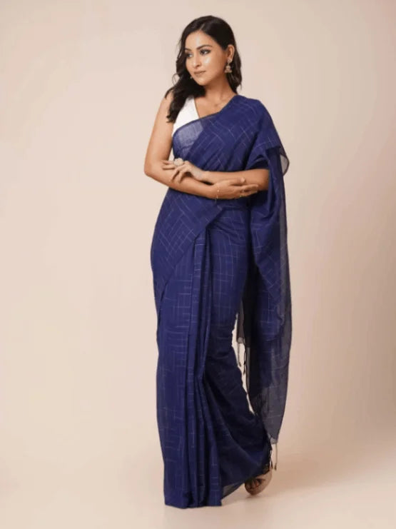blue mulmul pure cotton saree soft lightweight handloom