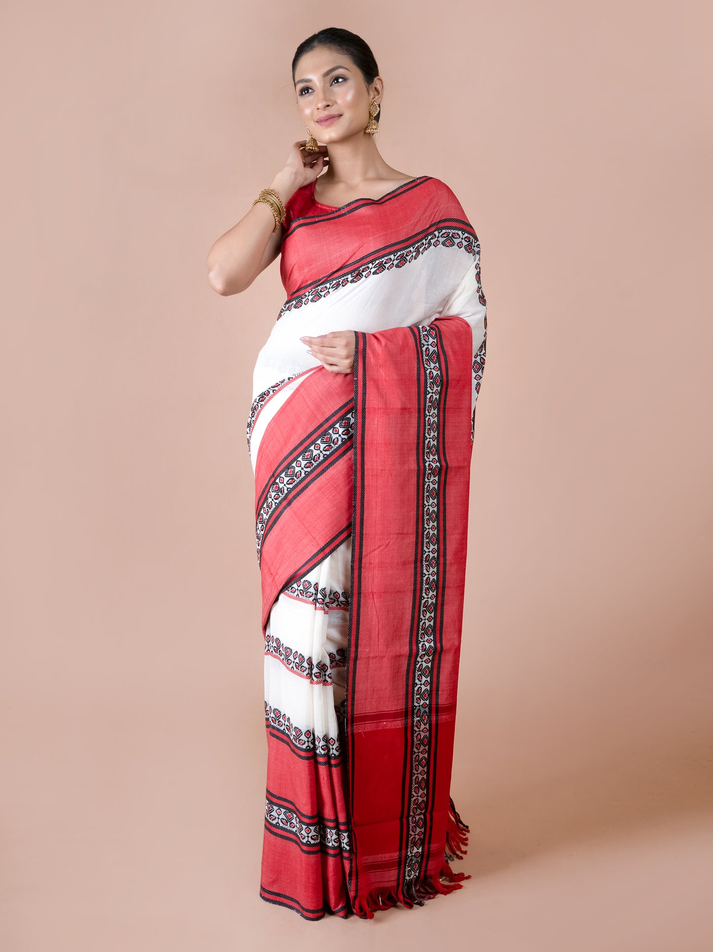 Bodhua Dhonekhali pure cotton handloom saree motif-rich traditional