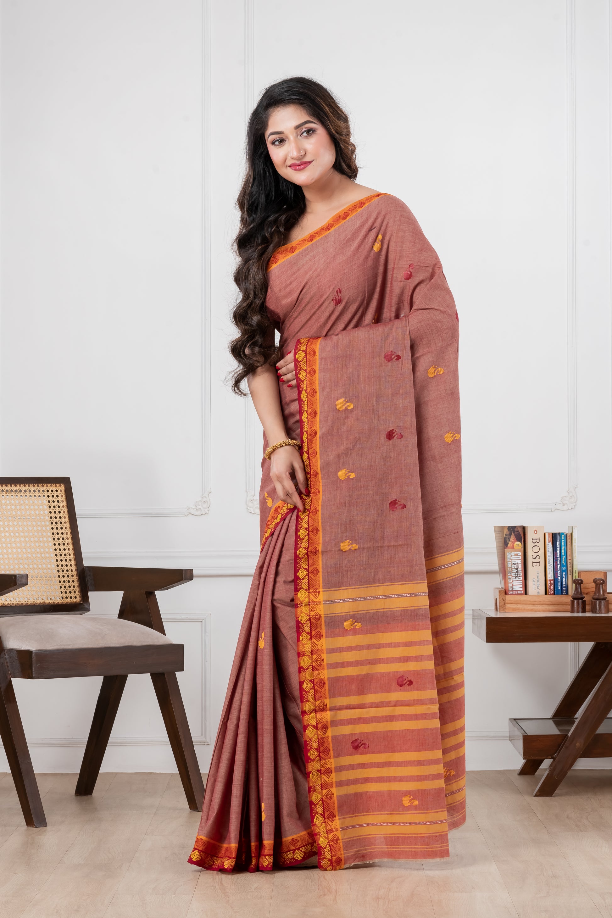 pure cotton saree red handloom Hooghly district