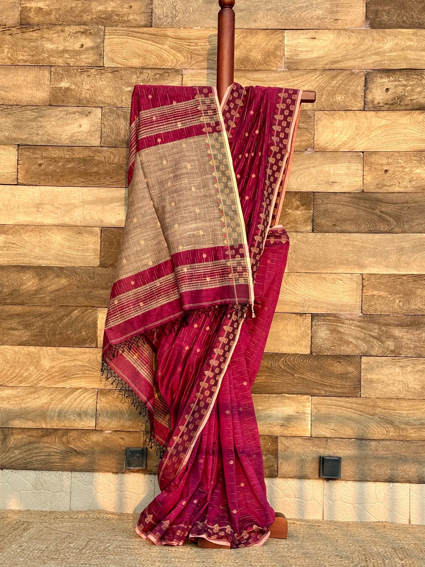 Maroon - Soft Cotton Saree