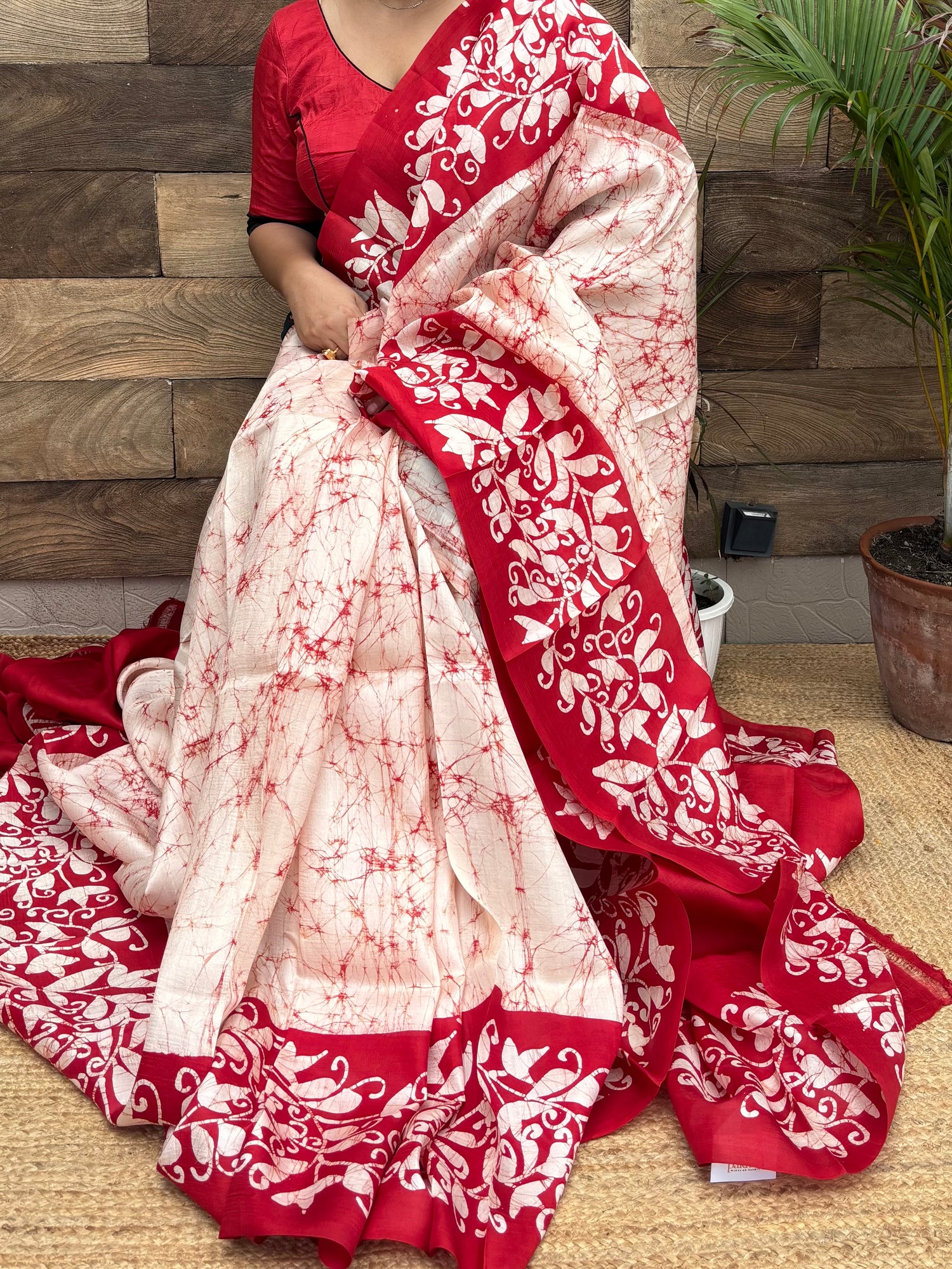 Sada Lal Pure Silk Batik Print Saree