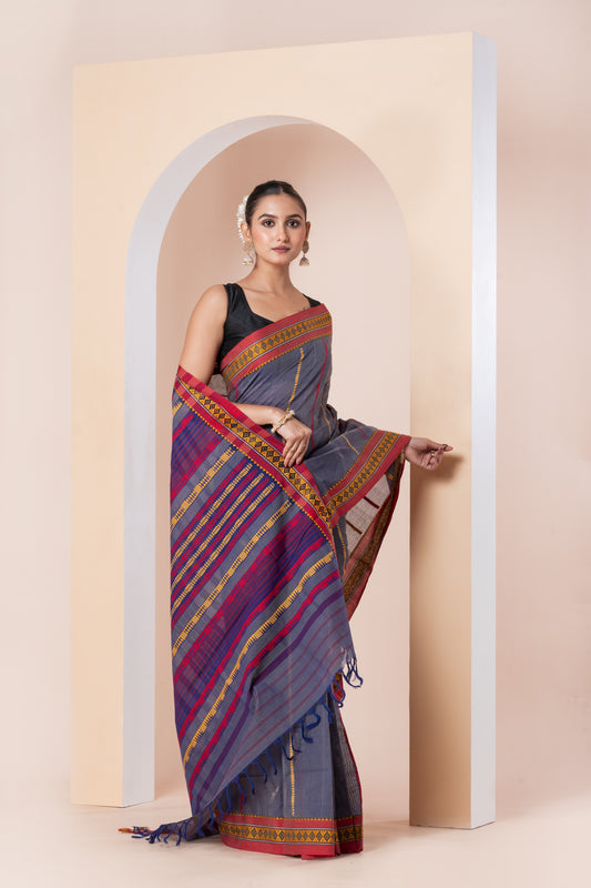 dark grey begumpuri saree