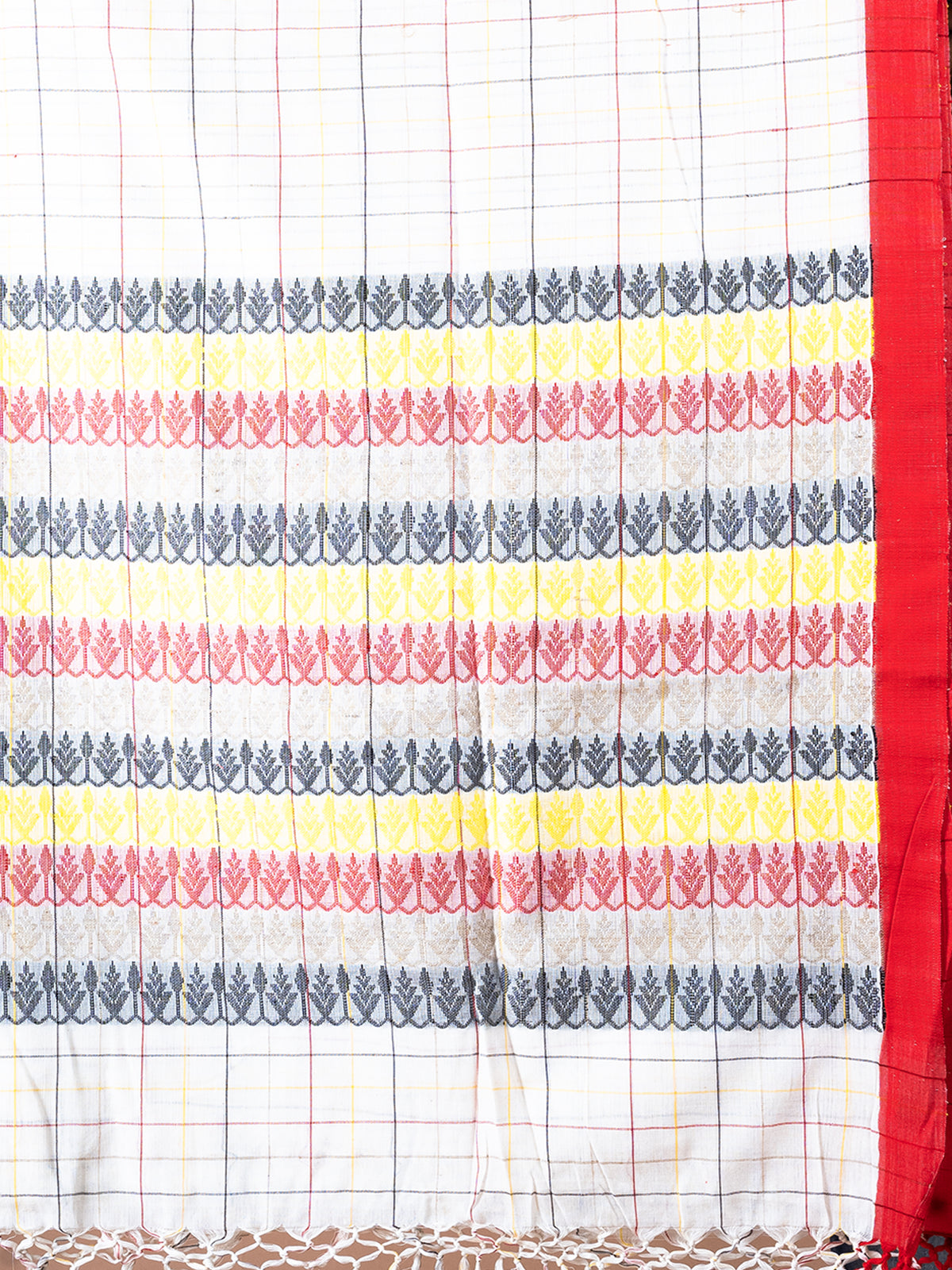 Check Dhonekhali mercerised pure cotton saree stylish handloom