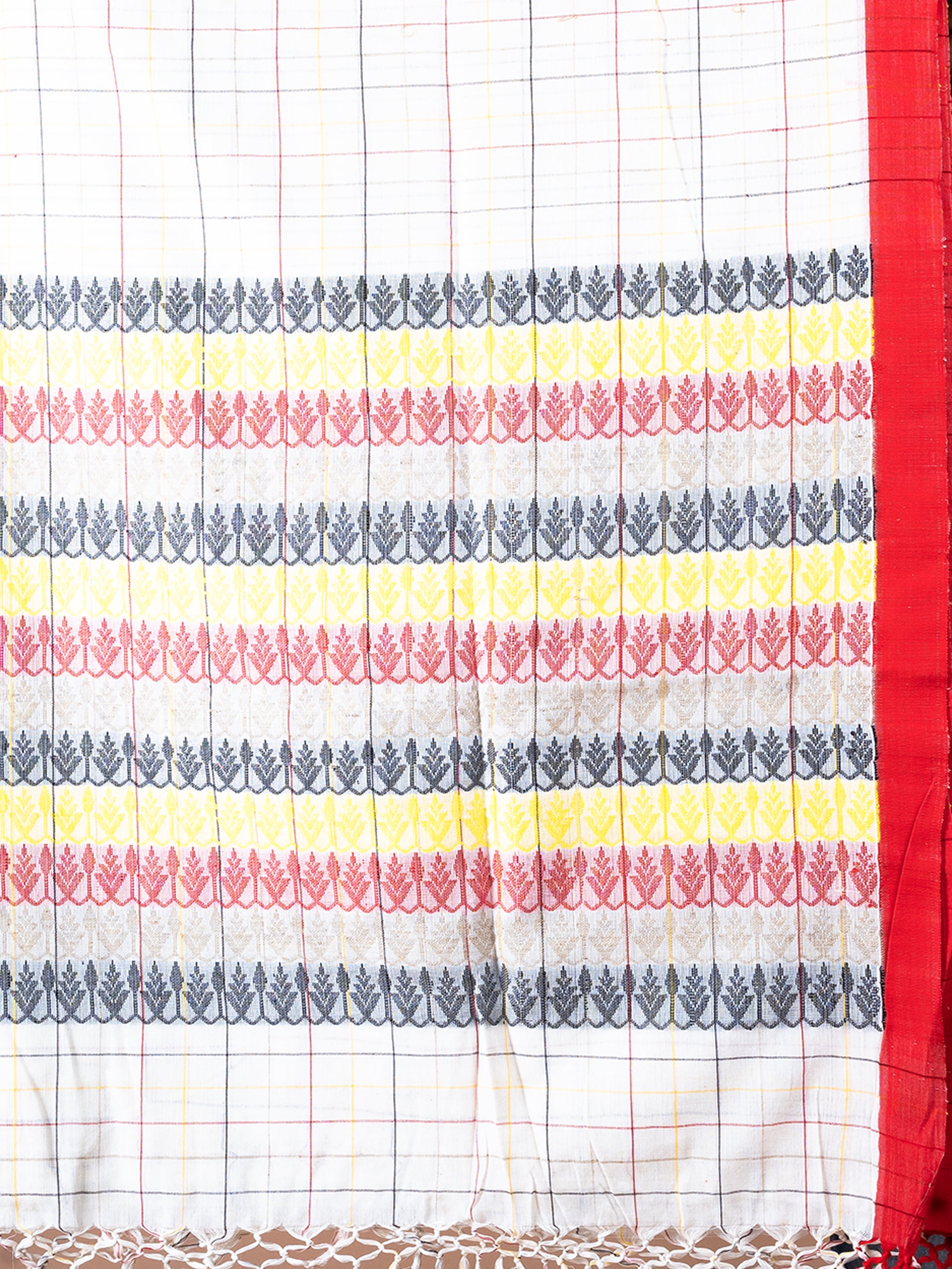 Check Dhonekhali mercerised pure cotton saree stylish handloom