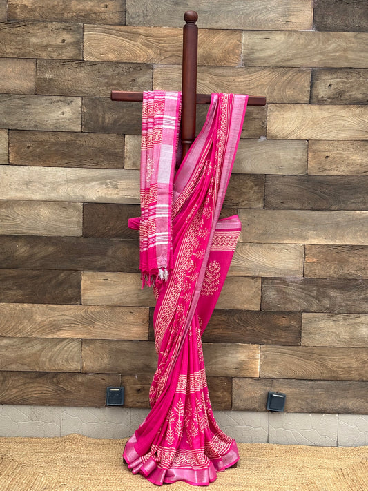 Lilen printed Saree