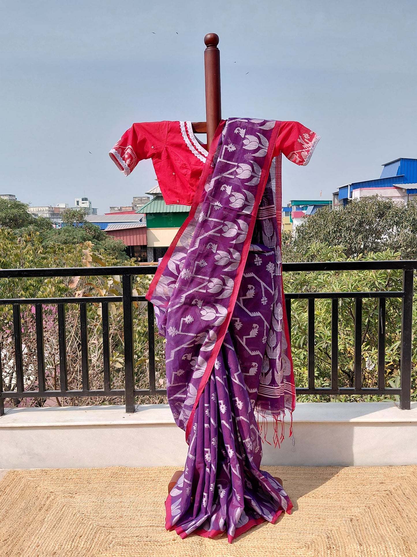 Pakhna slub  Cotton Jamdani Saree