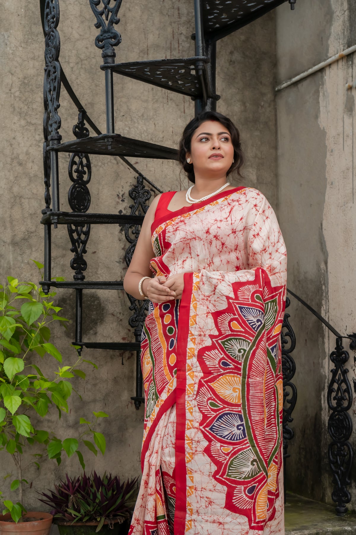 Sada Lal Pure Silk Batik Printed Saree