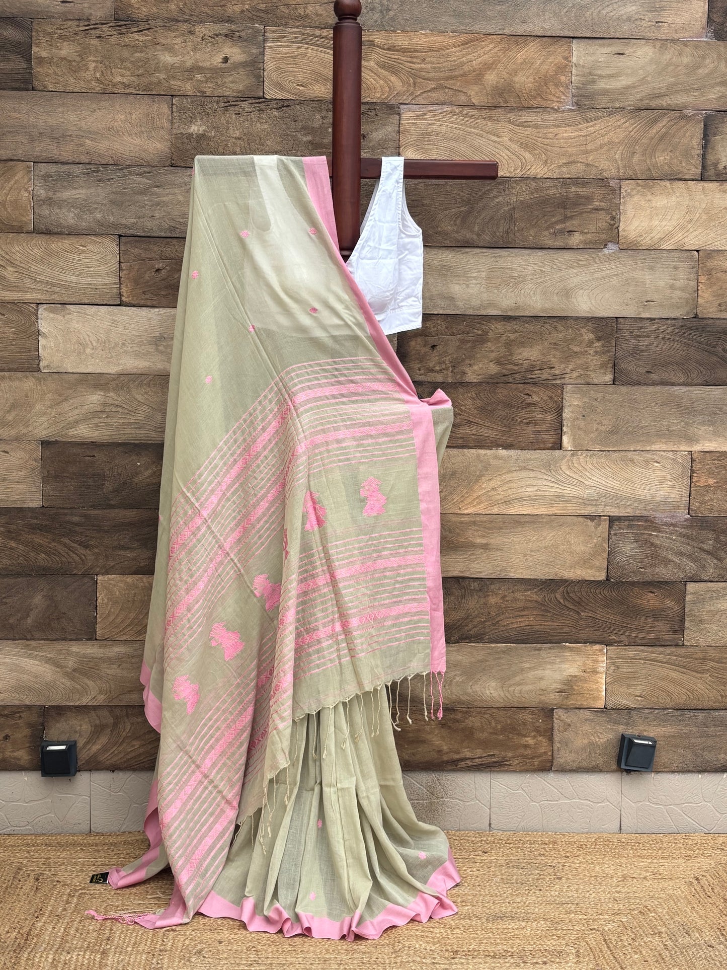 Beige Pure  Cotton Saree
