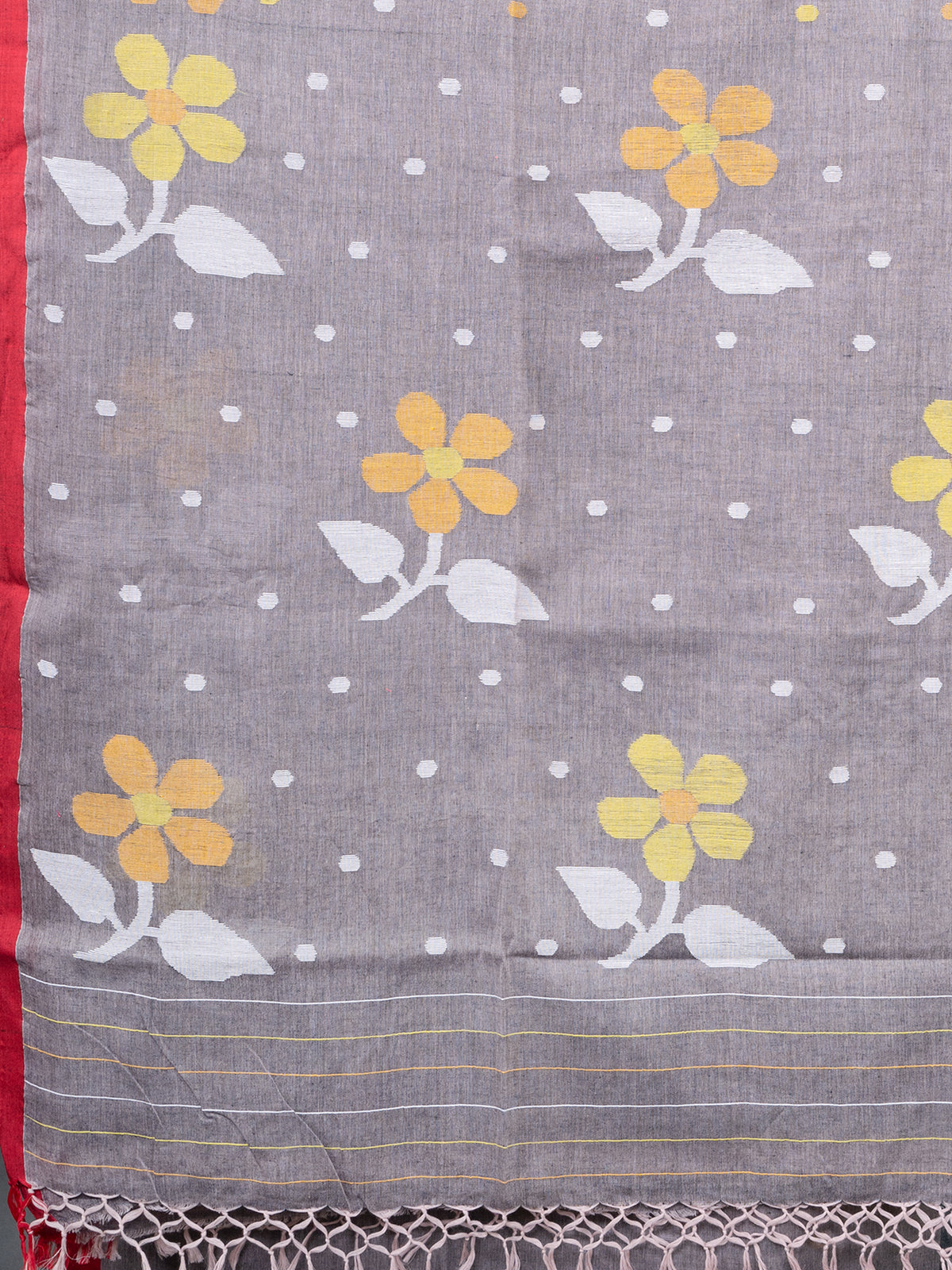 floral jamdani saree pure cotton handwoven