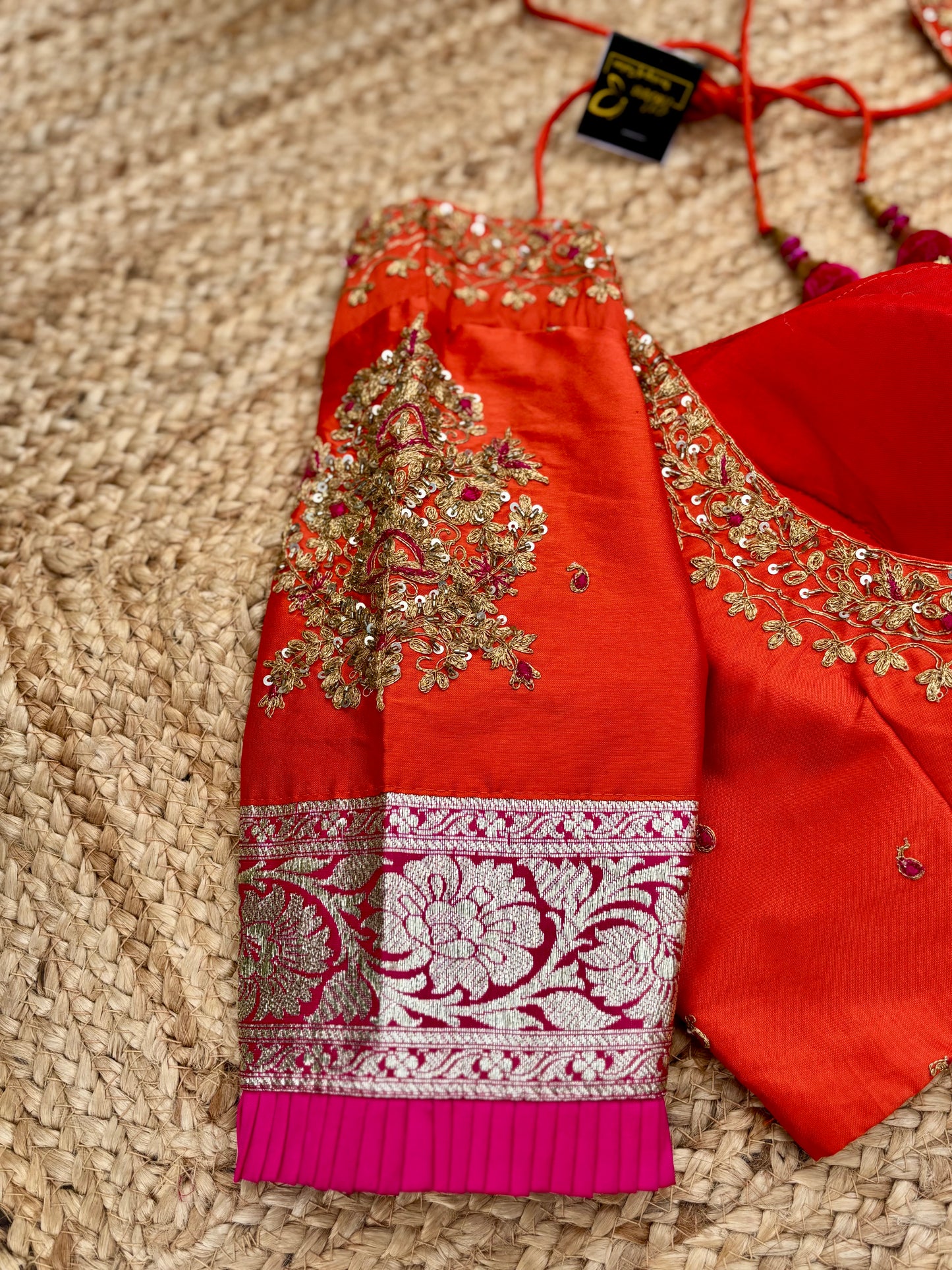 Orange zardosi work blouse