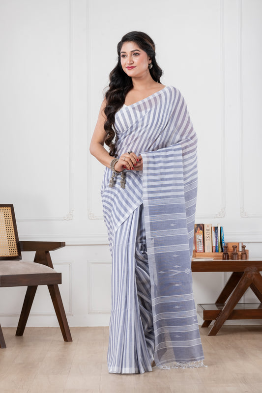 grey pure cotton saree