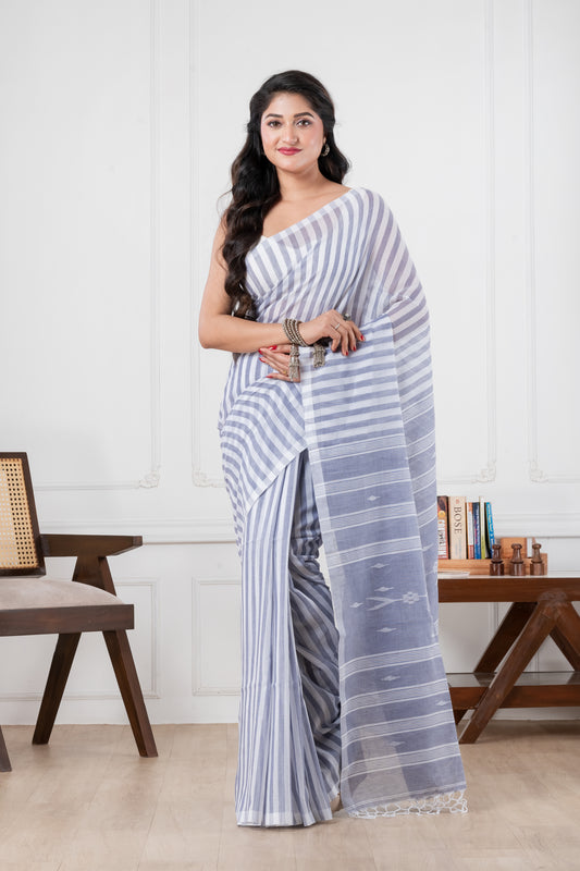 grey pure cotton saree