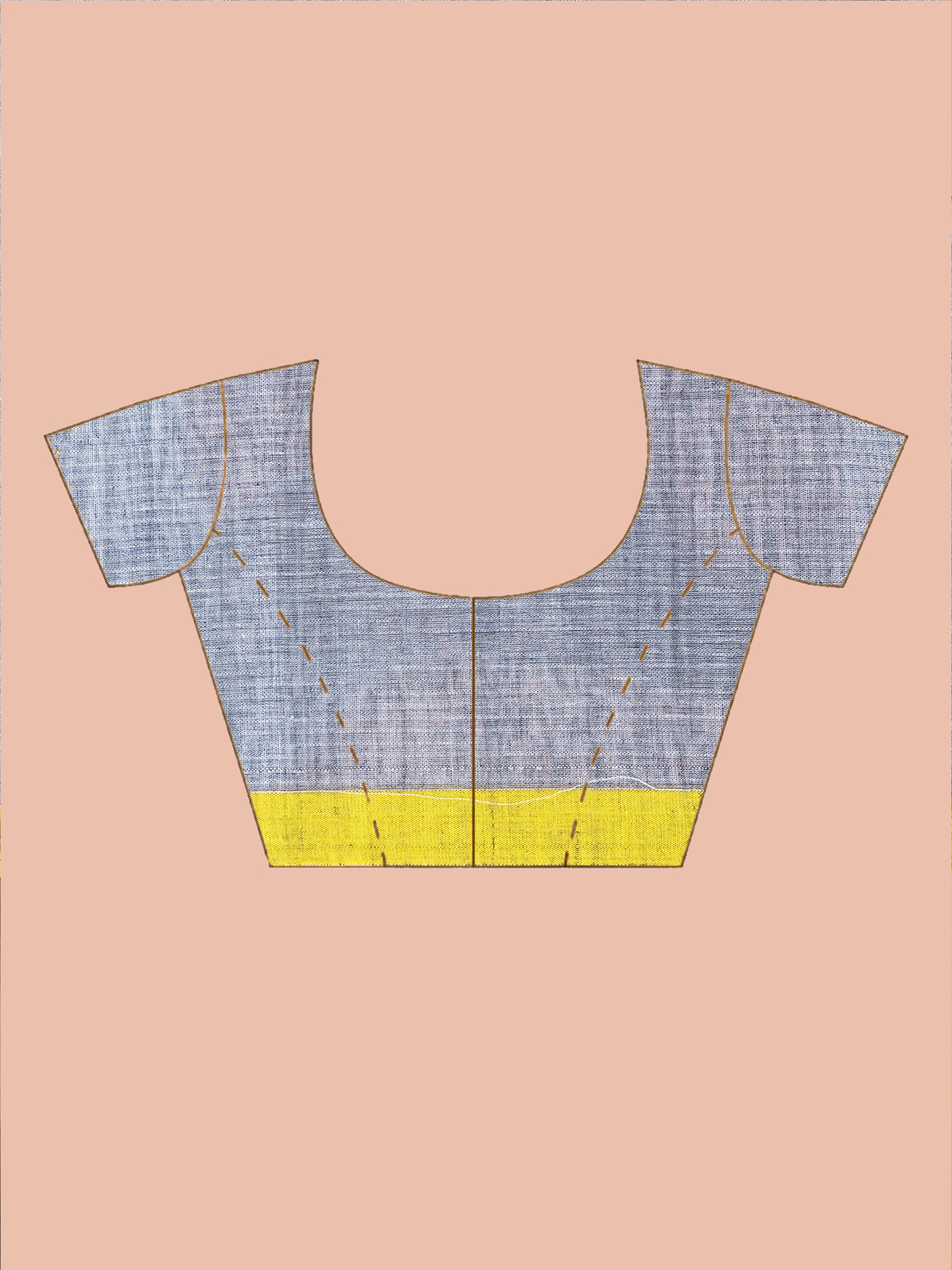 grey yellow ketia jamdani pure cotton saree contrast handloom