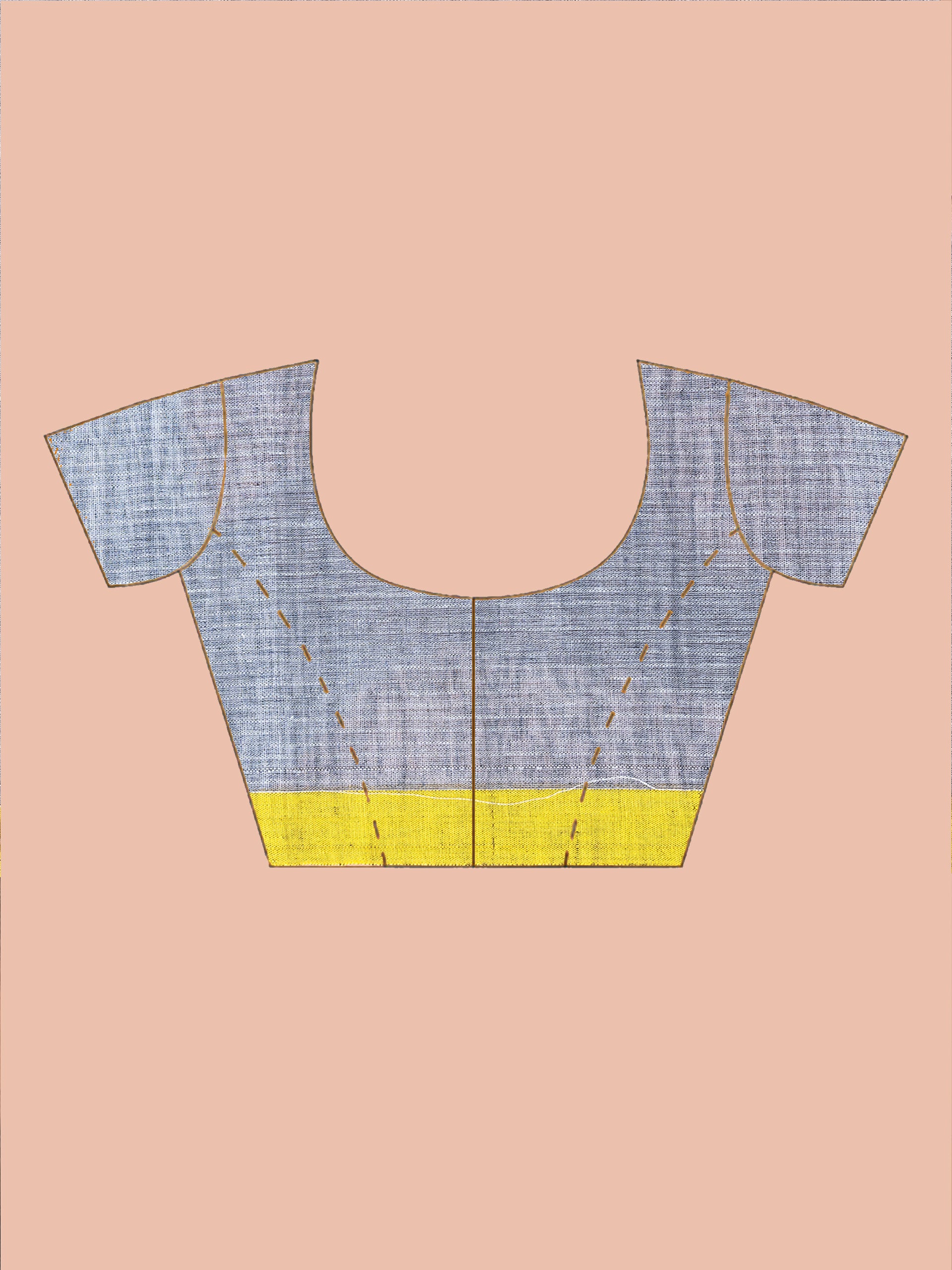 grey yellow ketia jamdani pure cotton saree contrast handloom