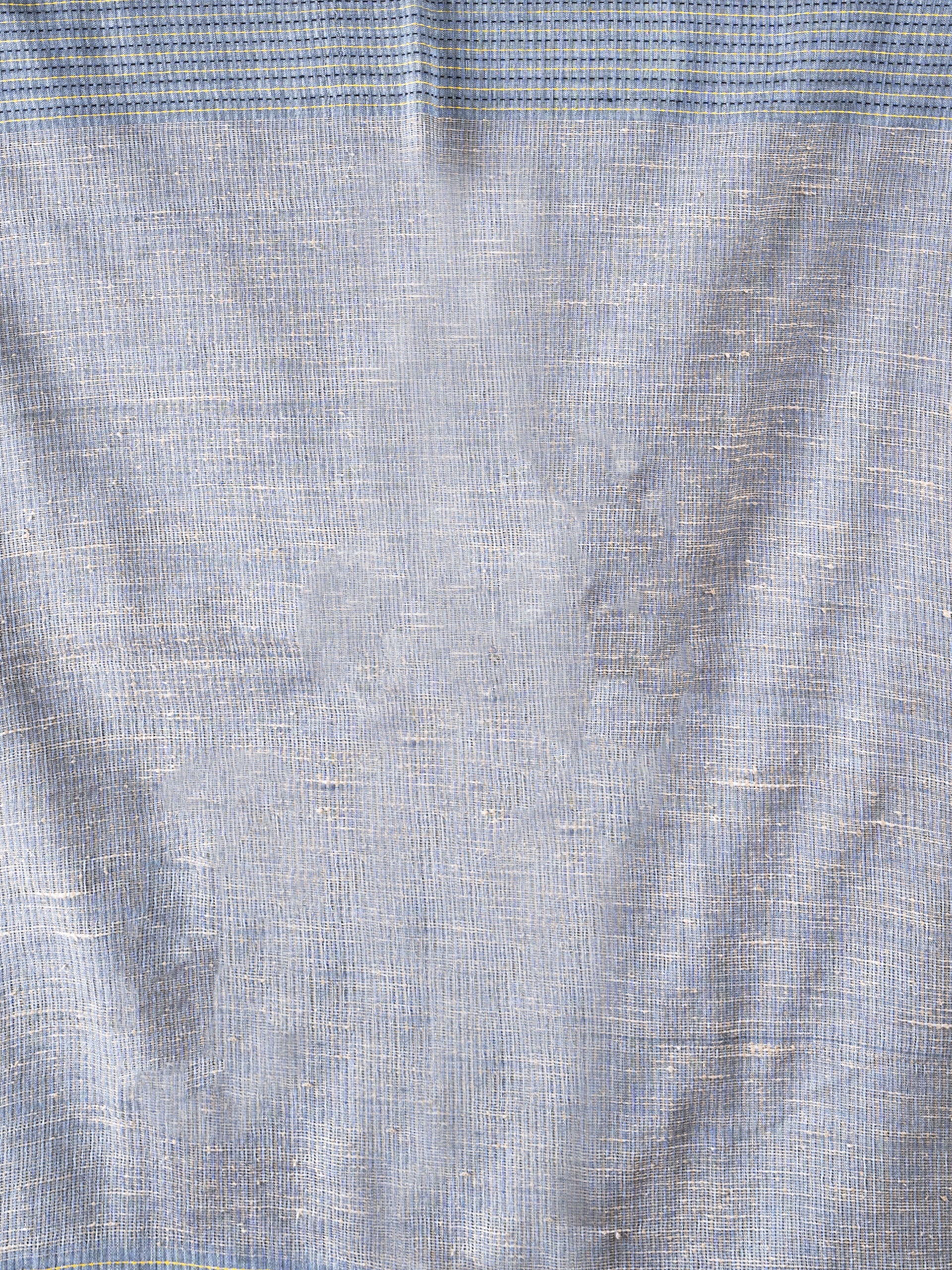 grey yellow ketia jamdani pure cotton saree contrast handloom