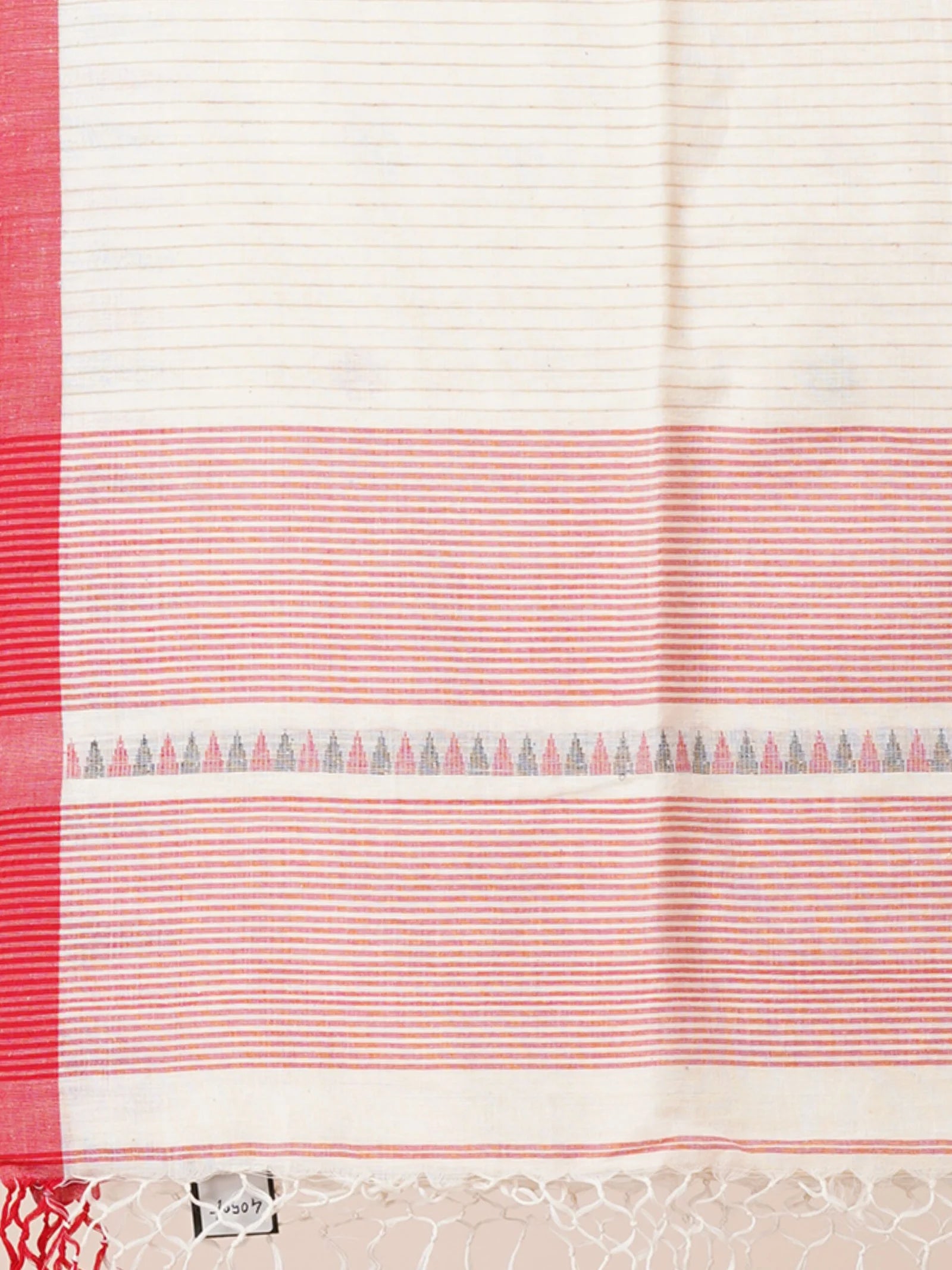 Handloom soft handspun pure cotton saree with floral temple border