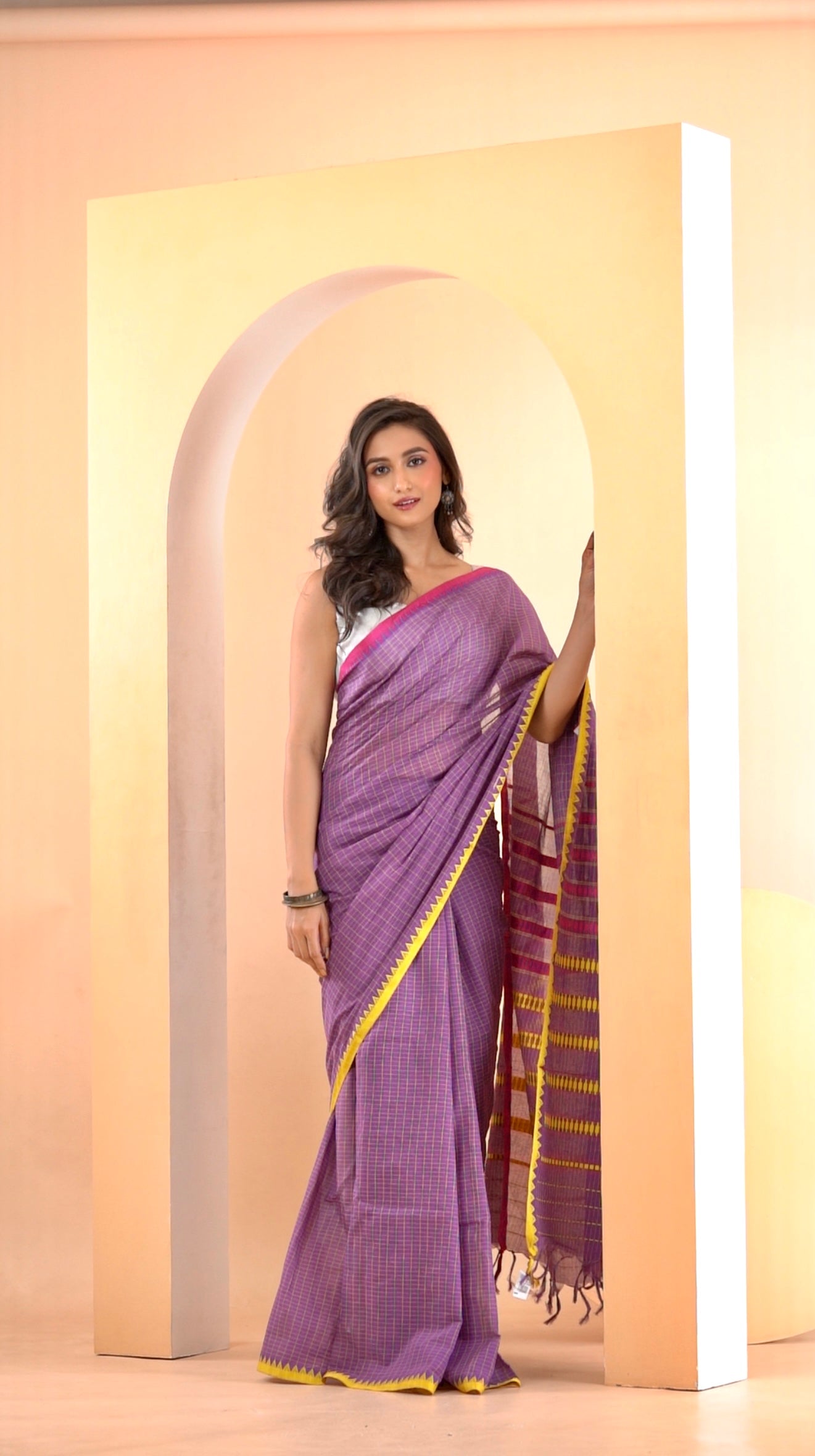 Purple Saree Pire Cotton Handwoven Saree