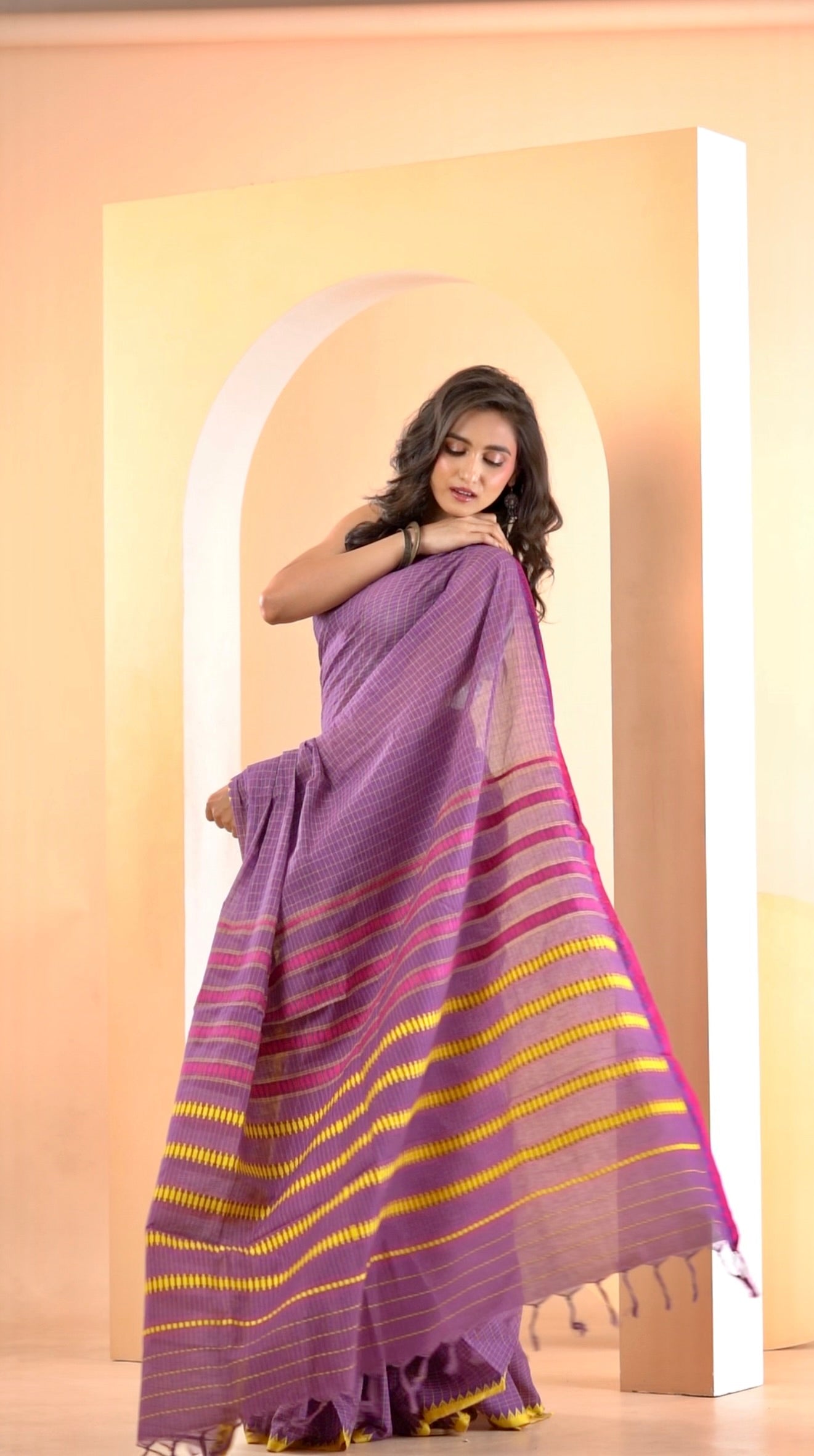Purple Saree Pire Cotton Handwoven Saree