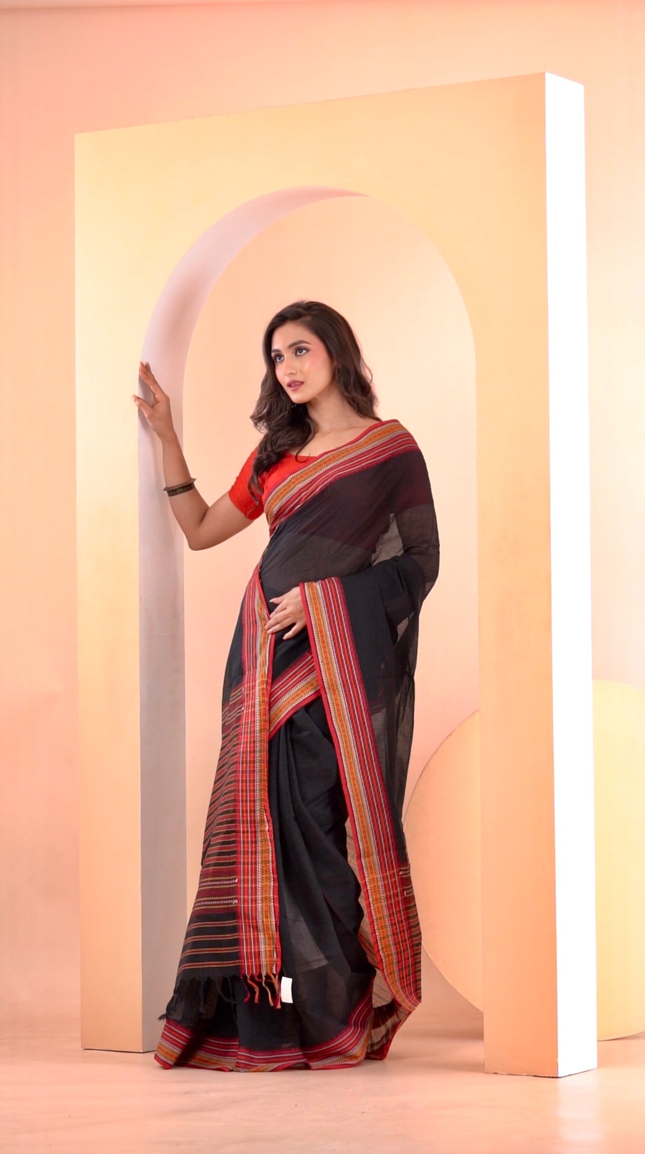 Black Begumpuri Pure cotton handwoven Saree