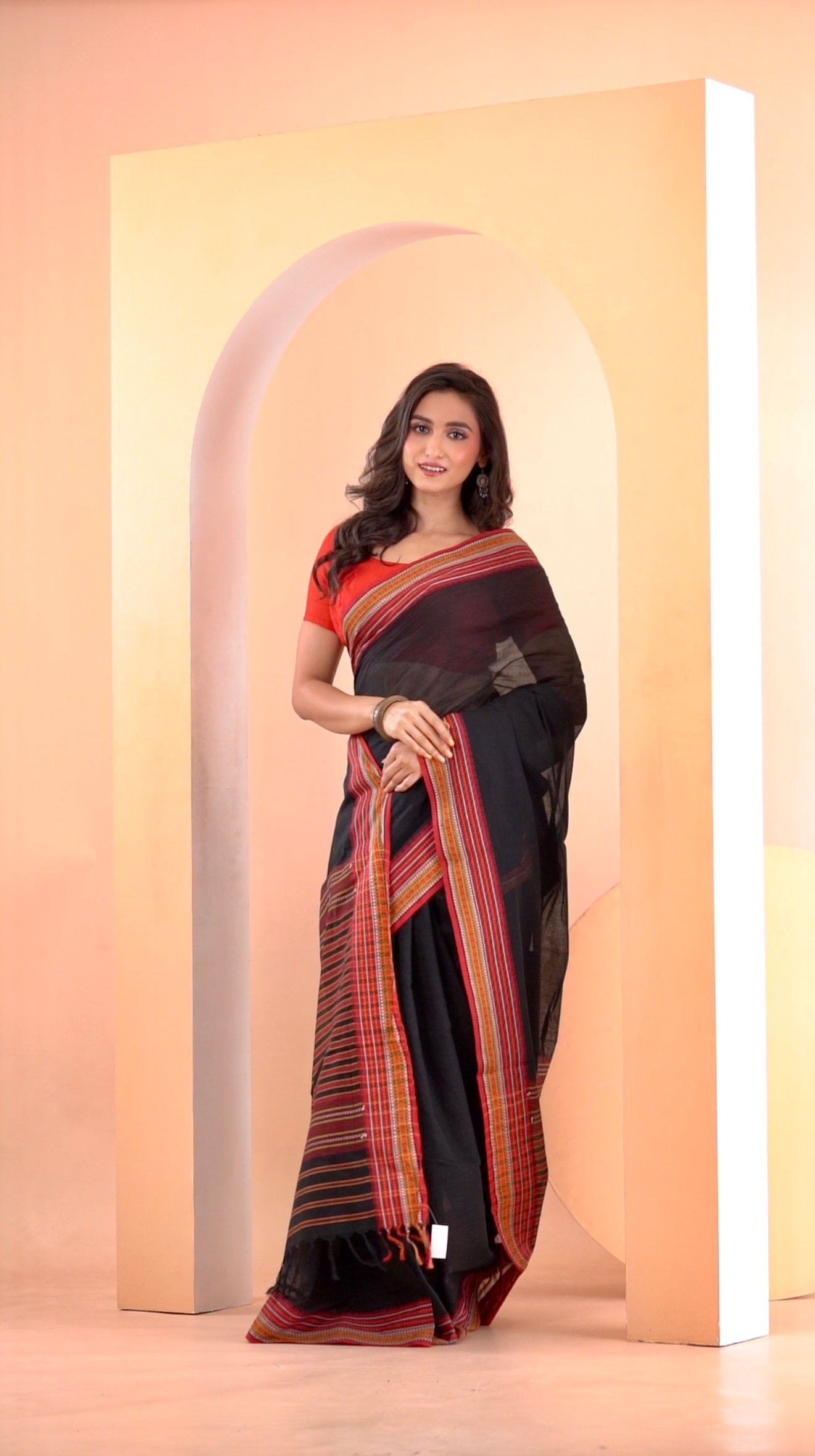 Black Begumpuri Pure cotton handwoven Saree