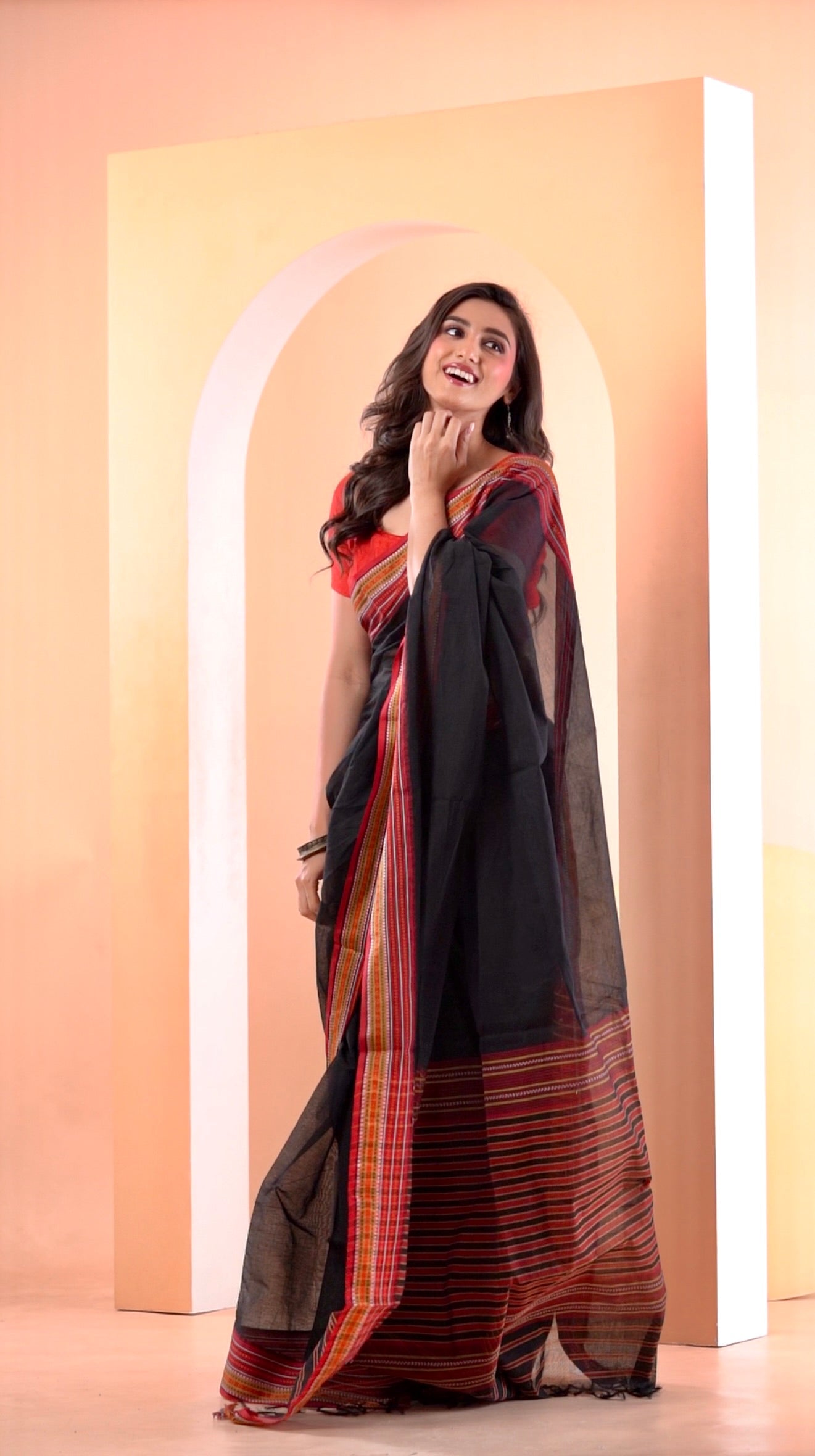Black Begumpuri Pure cotton handwoven Saree