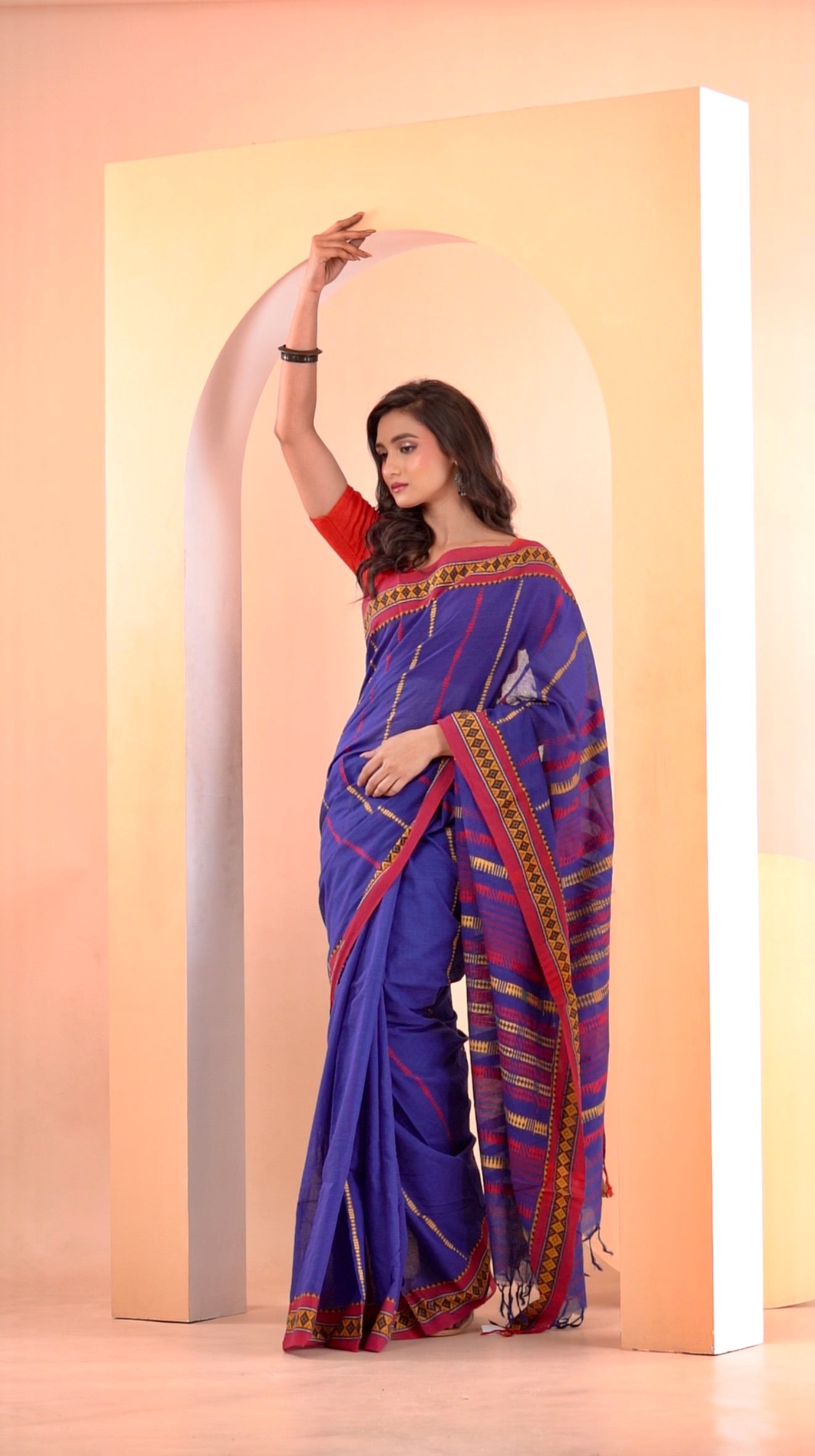 Royal Blue Begumpuri Pure cotton handwoven Saree