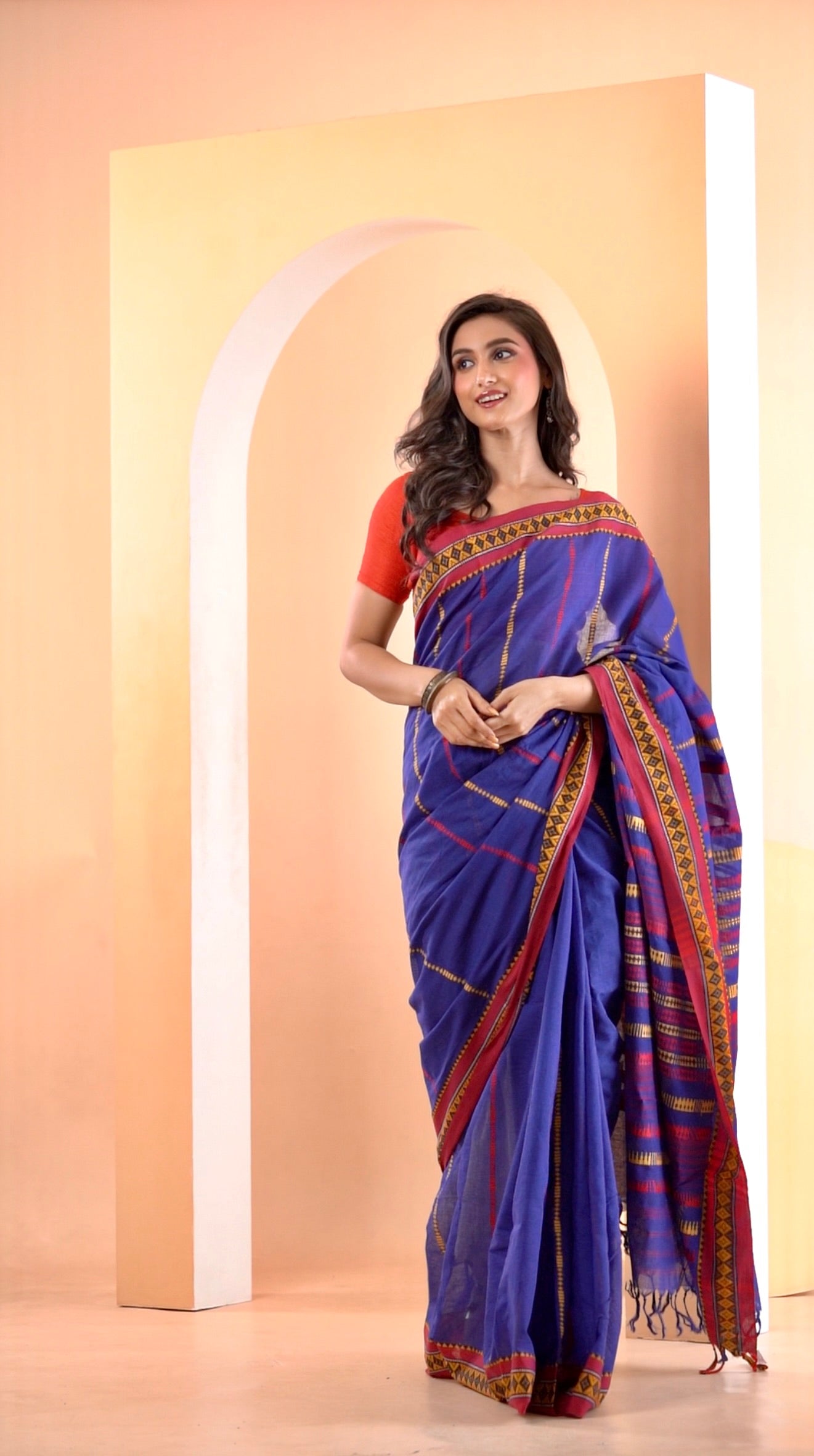 Royal Blue Begumpuri Pure cotton handwoven Saree