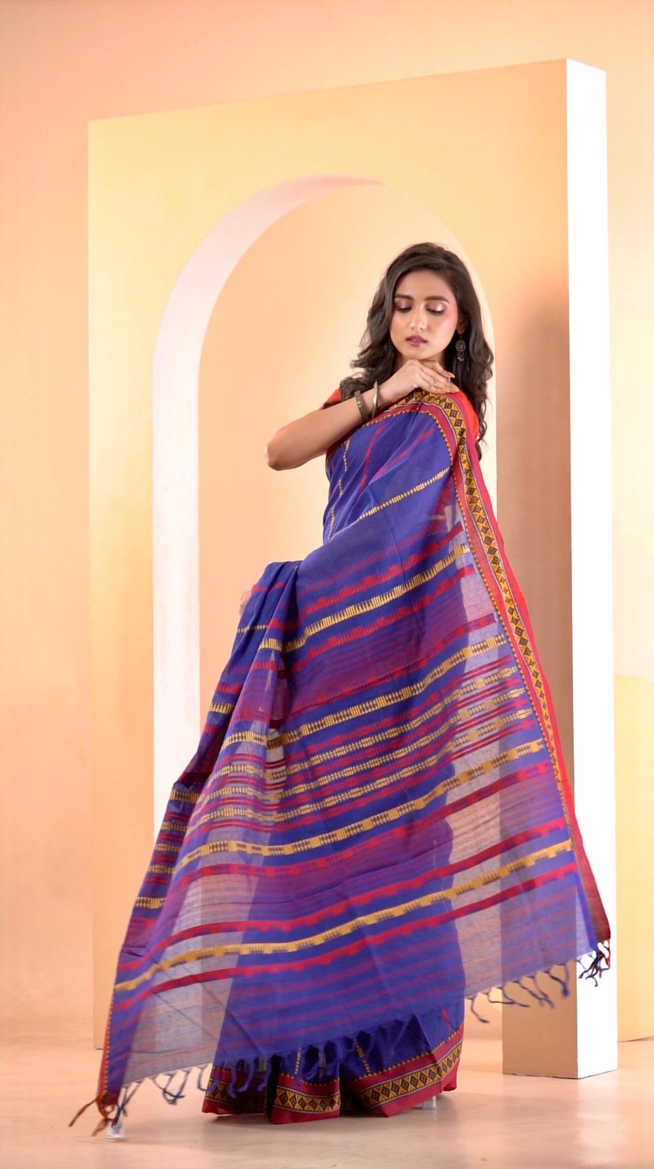 Royal Blue Begumpuri Pure cotton handwoven Saree