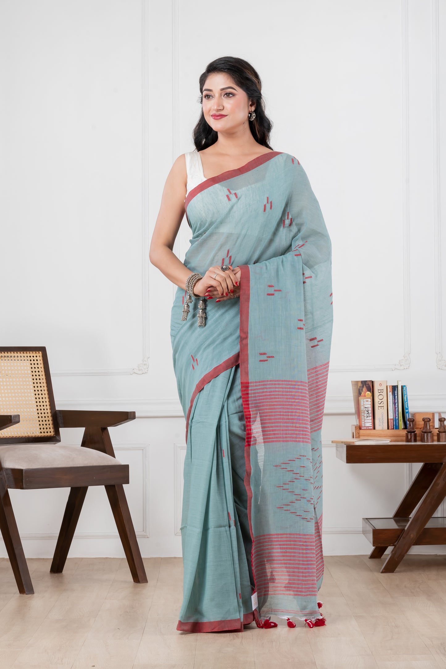 light blue cotton saree