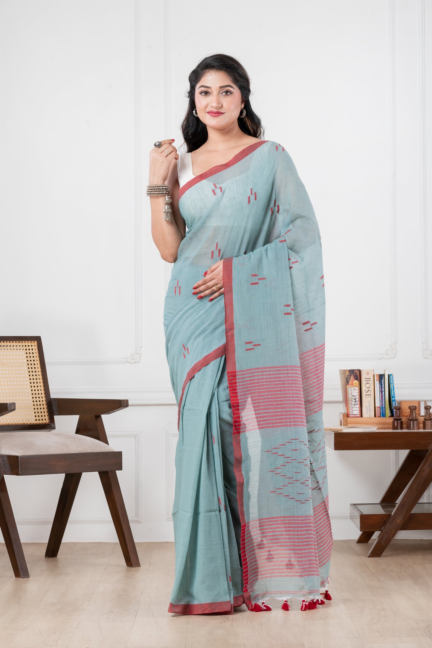 light blue cotton saree